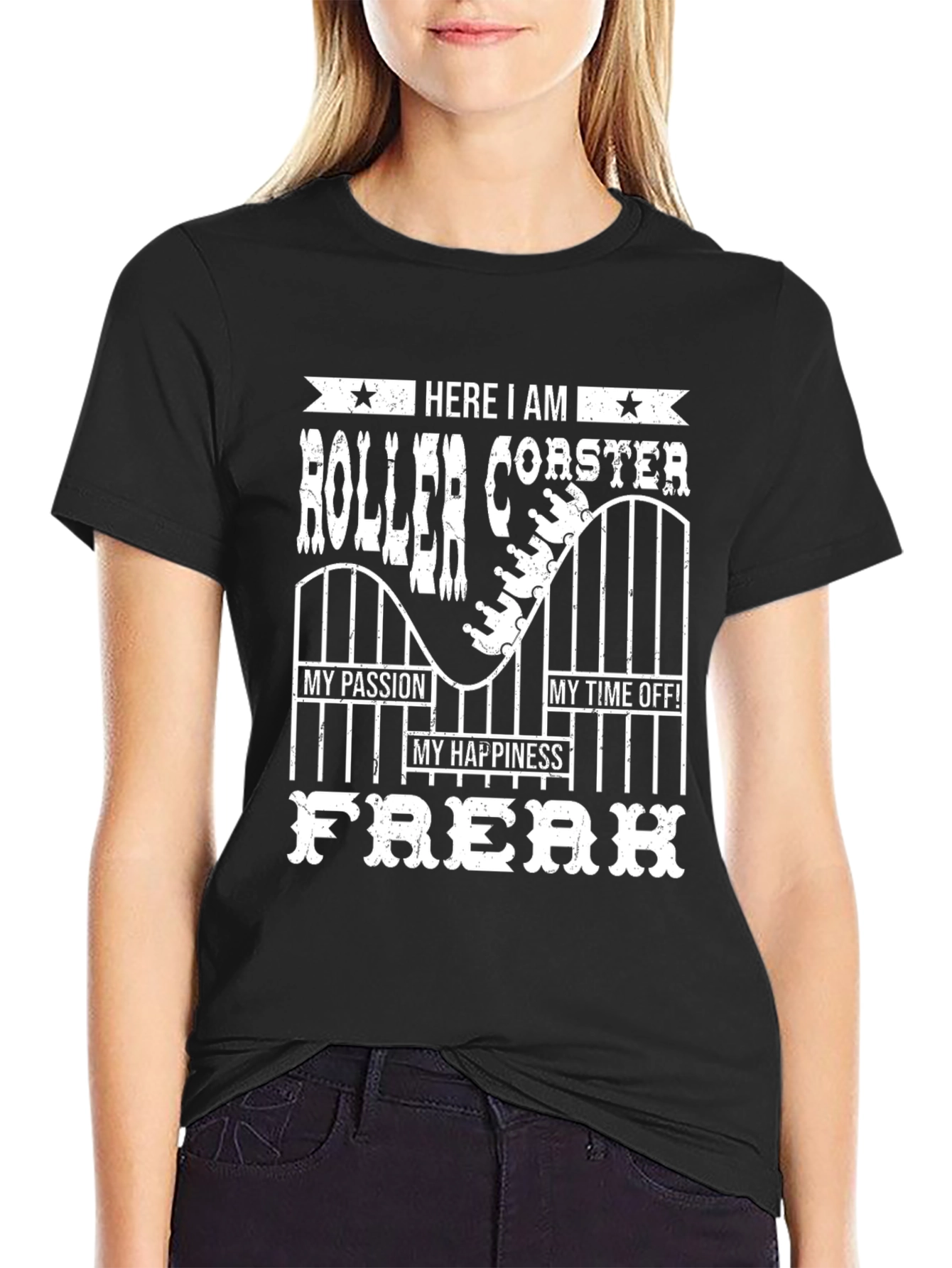 Black Roller Coaster Freak Graphic T-Shirt view 2