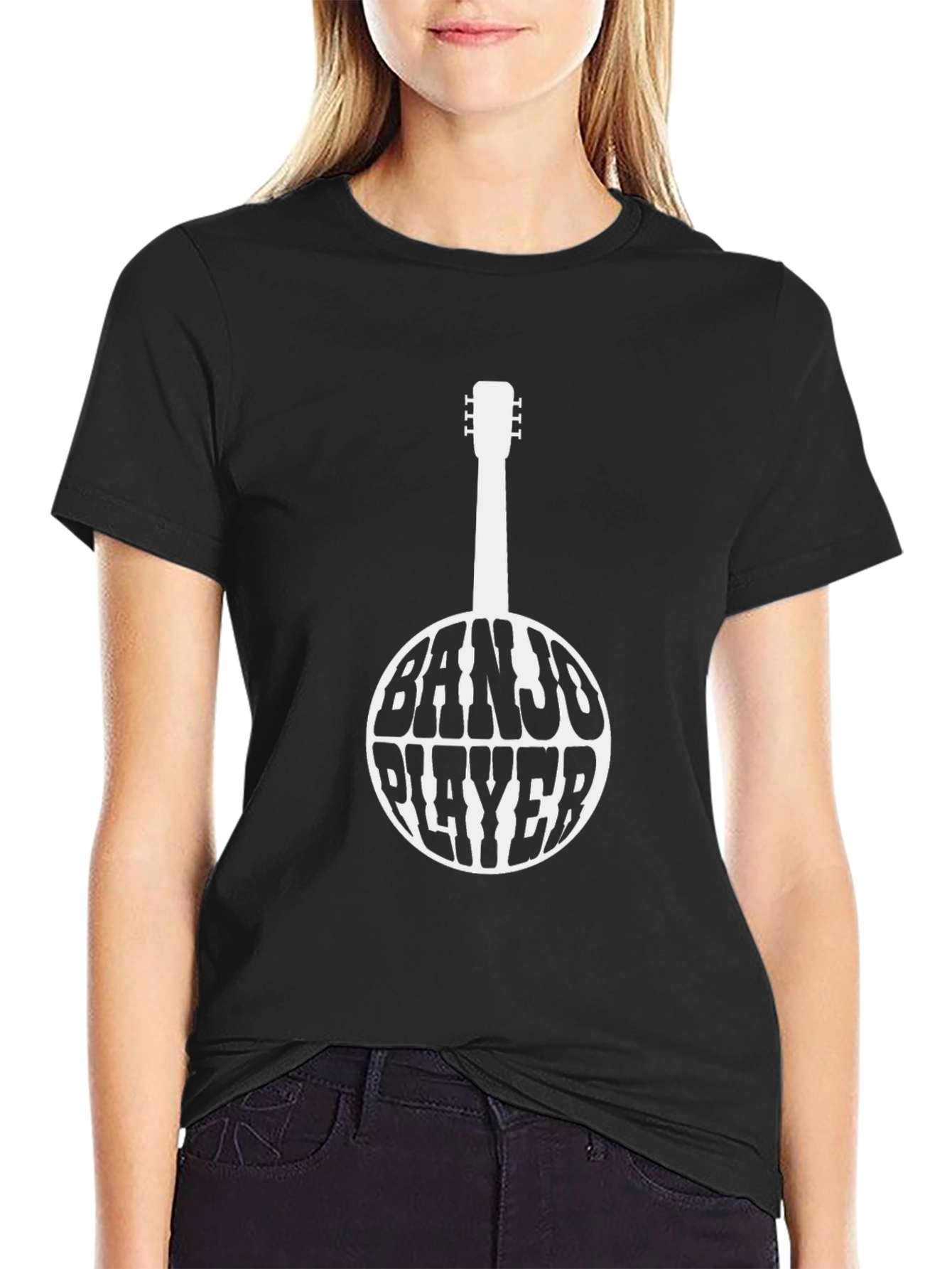 Black Banjo Player Graphic Tee - Black view 2