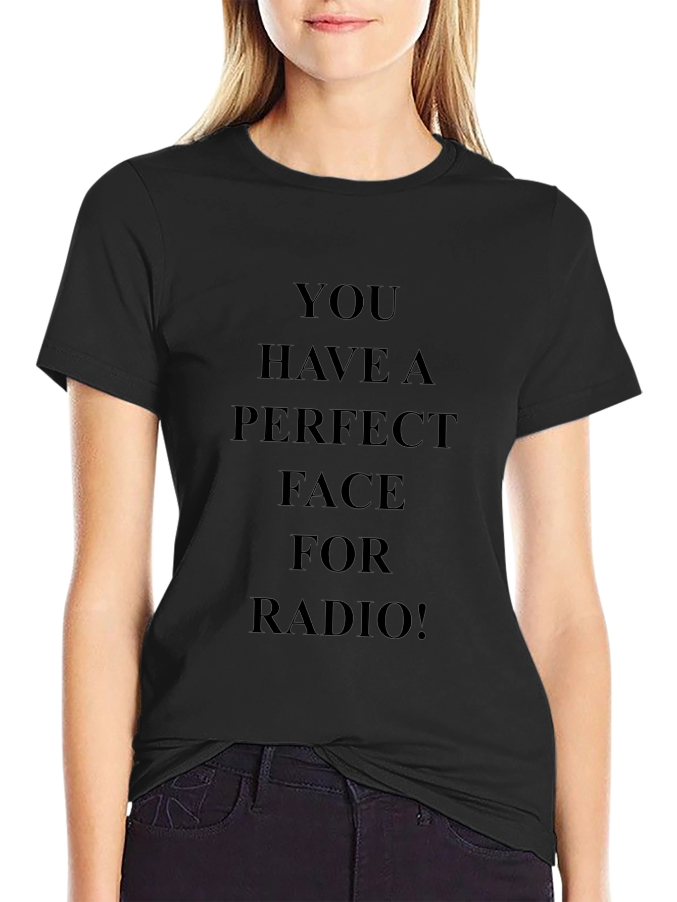 Black Perfect Face for Radio Graphic Tee view 2