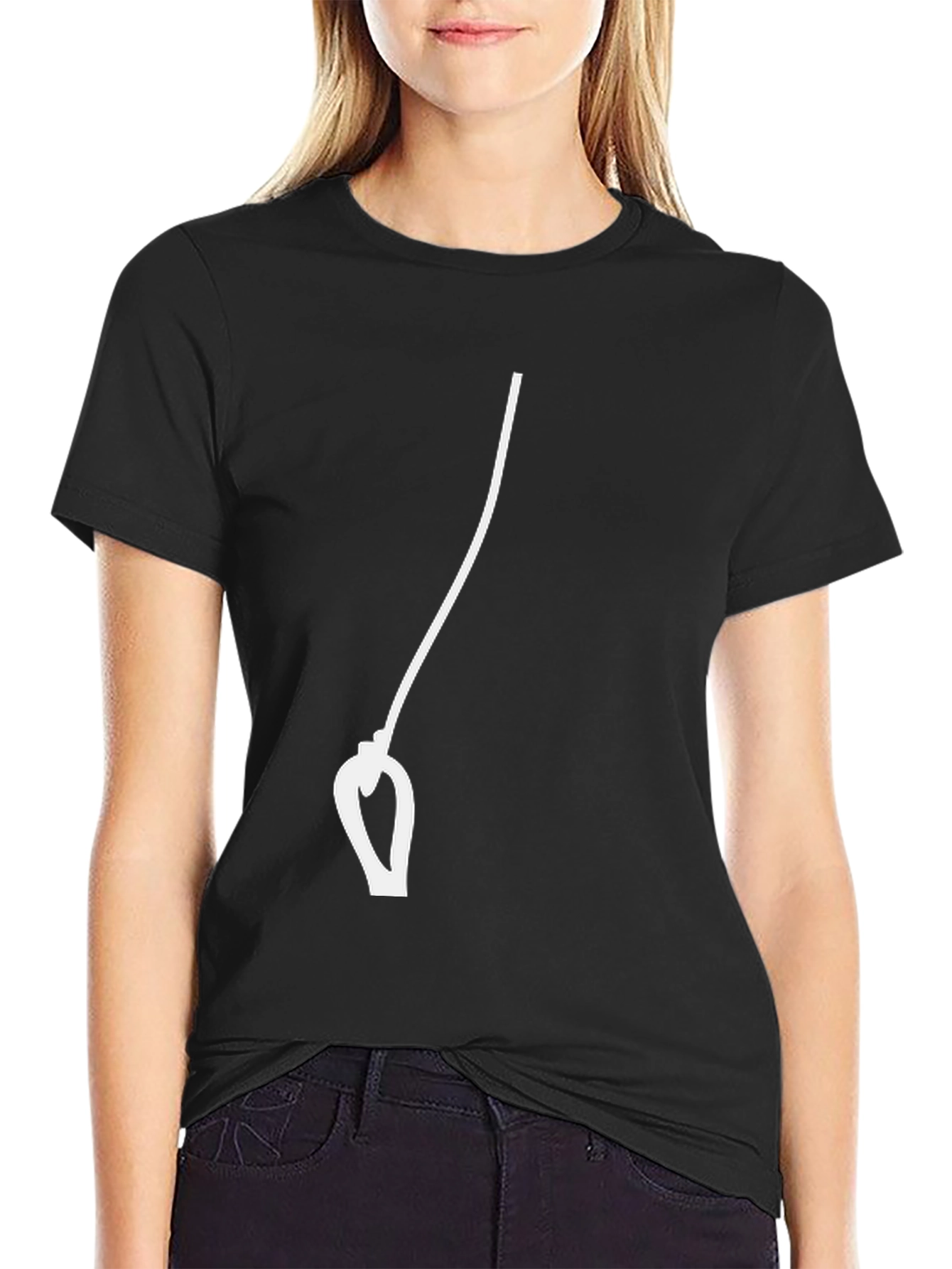 Black Climbing Rope Carabiner Black T-Shirt view 2