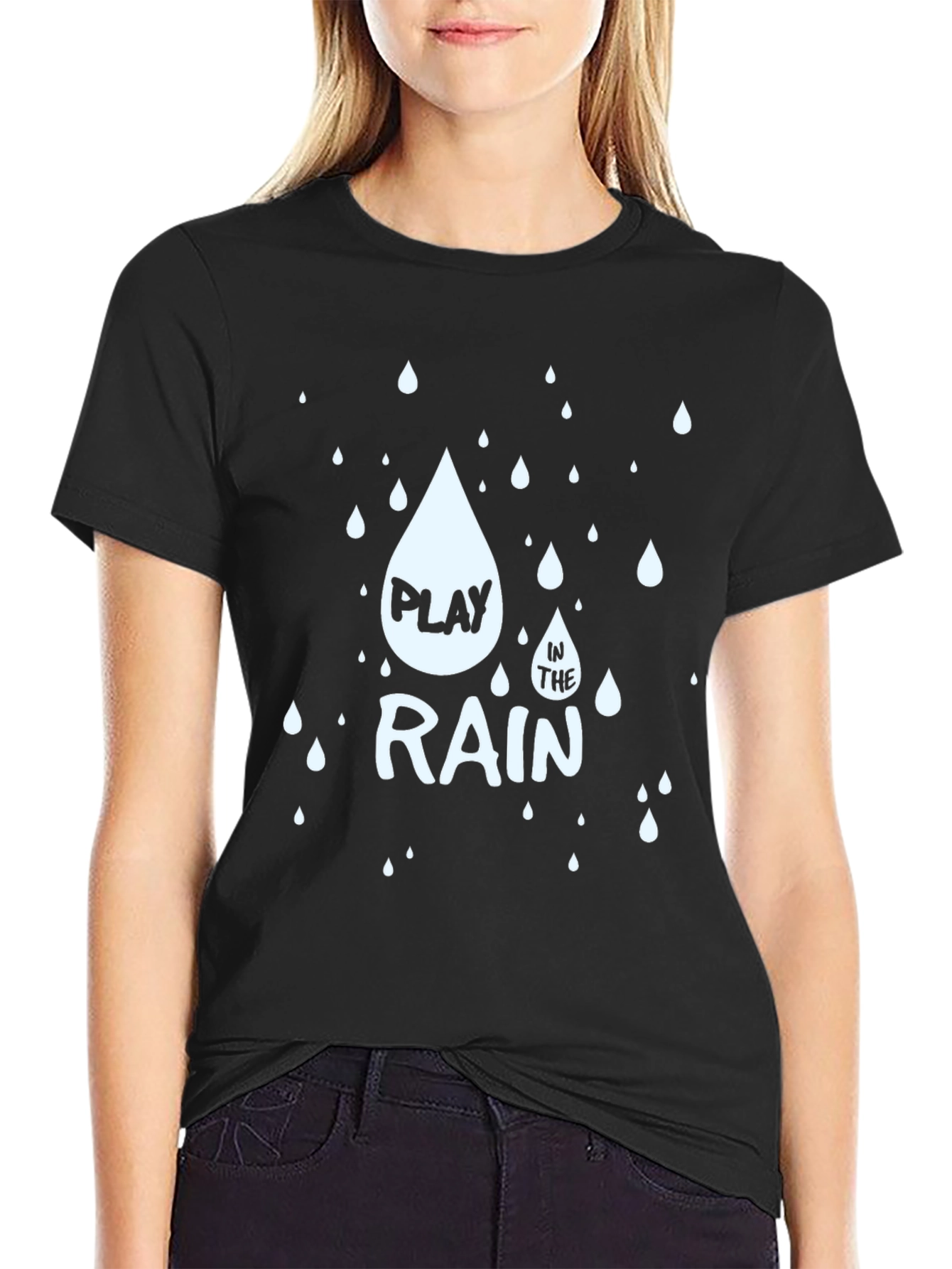 Black Play in the Rain Graphic T-Shirt - Black Casual Tee view 2
