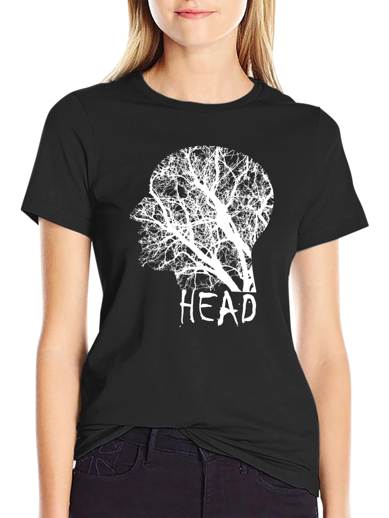 Black Tree Head Graphic Tee - Artistic Menswear view 2
