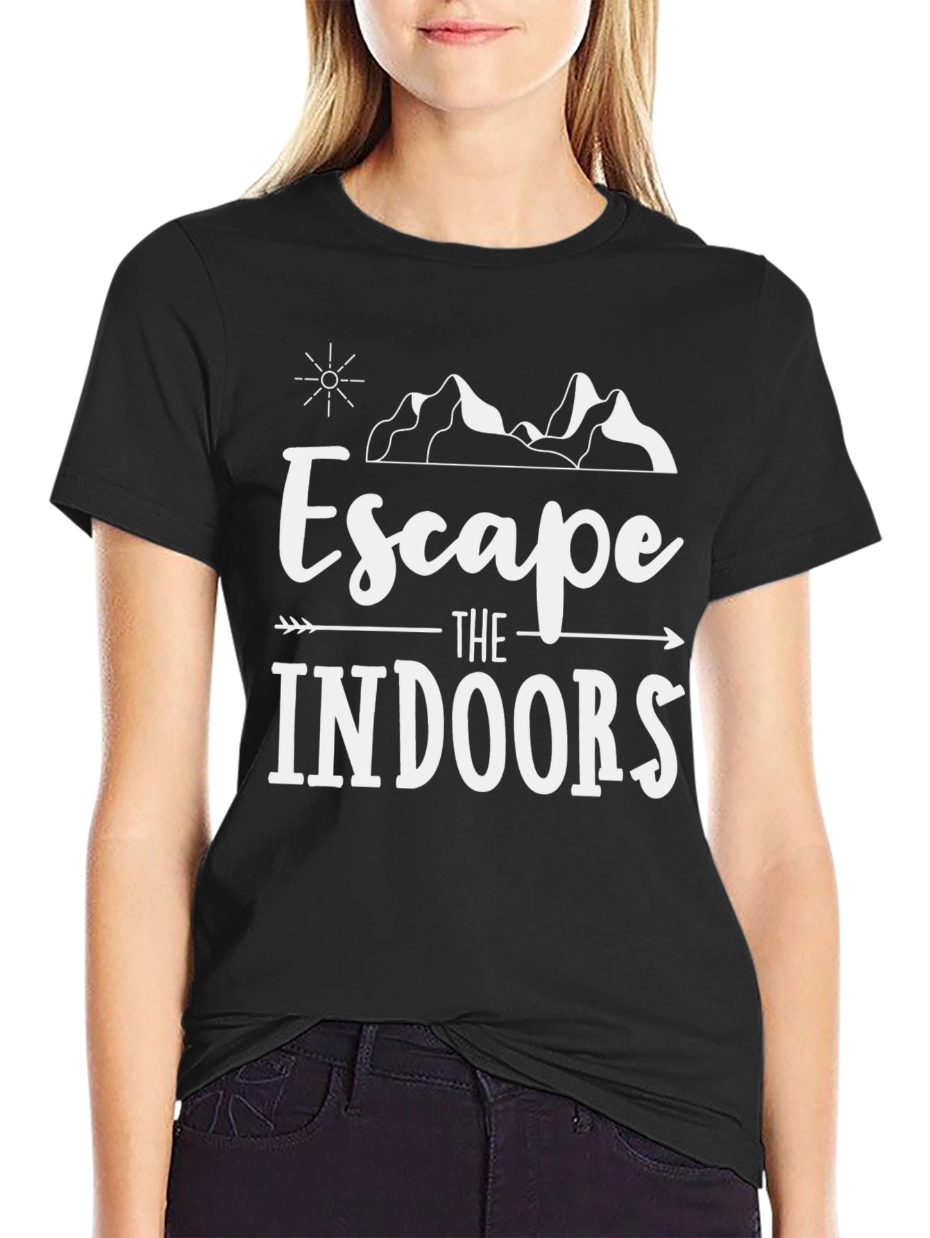 Black Escape the Indoors Graphic Print T-Shirt view 2