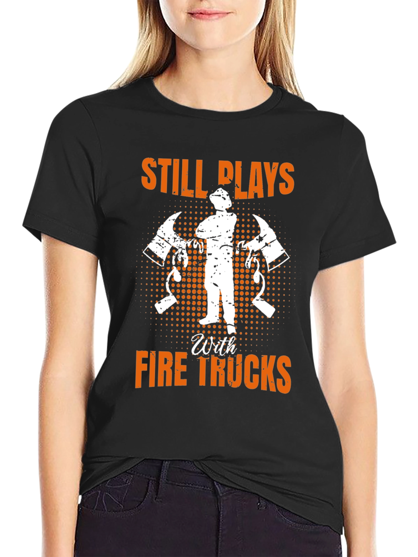 Black Firefighter Still Plays T-Shirt view 2