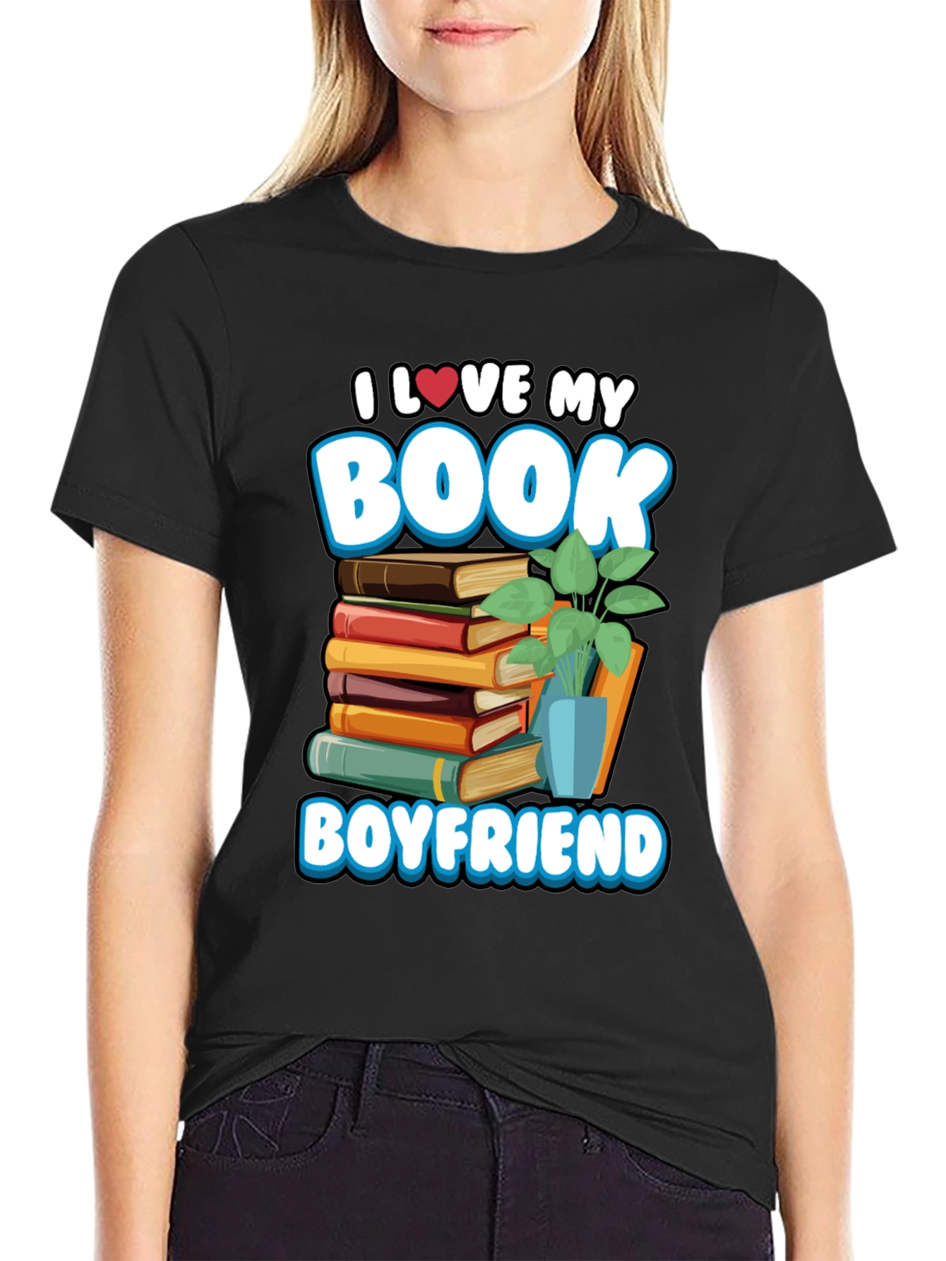 Black Book Boyfriend T-Shirt -  I Love My Book view 2