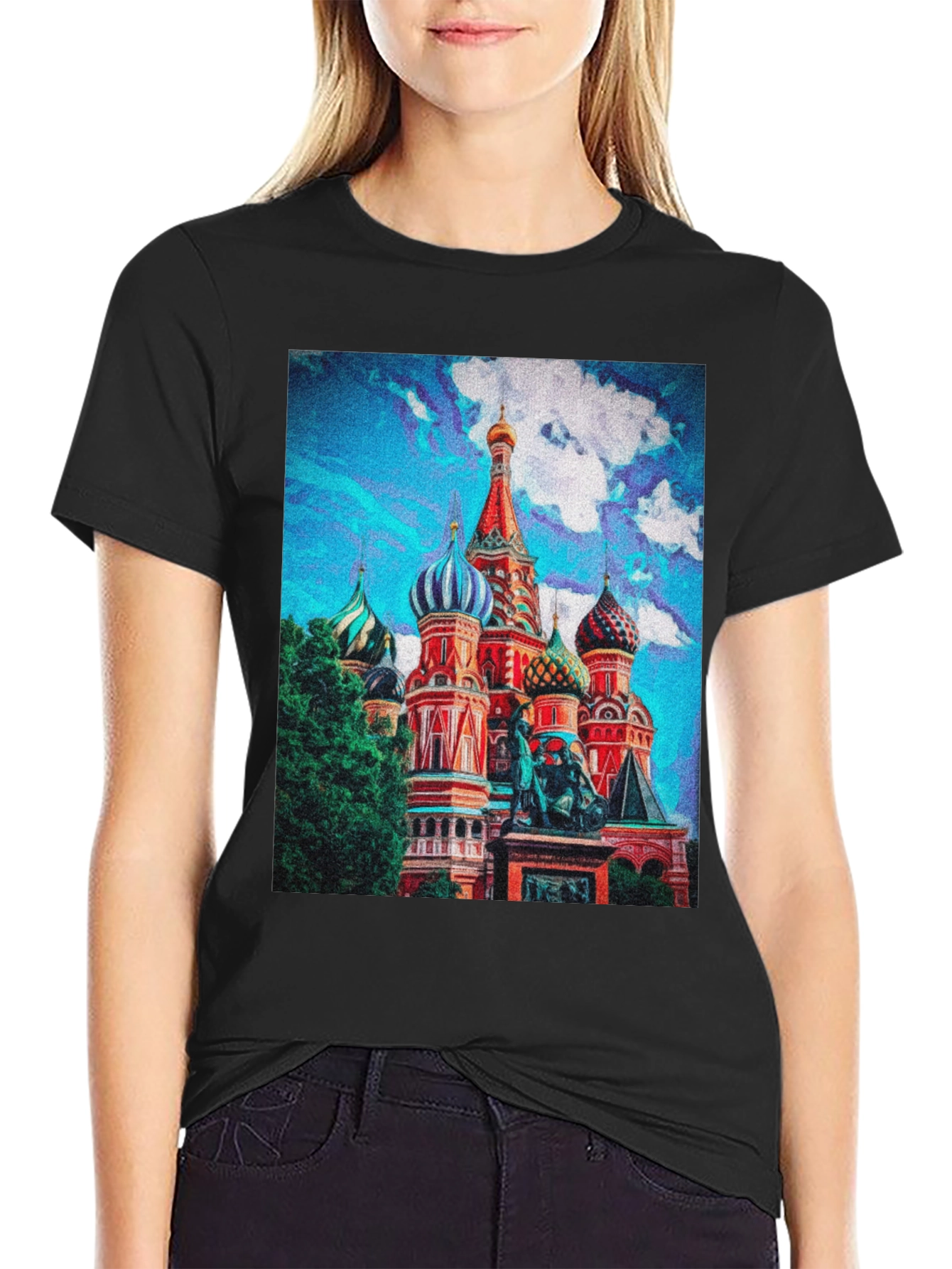Black St. Basil's Cathedral Graphic T-Shirt view 2