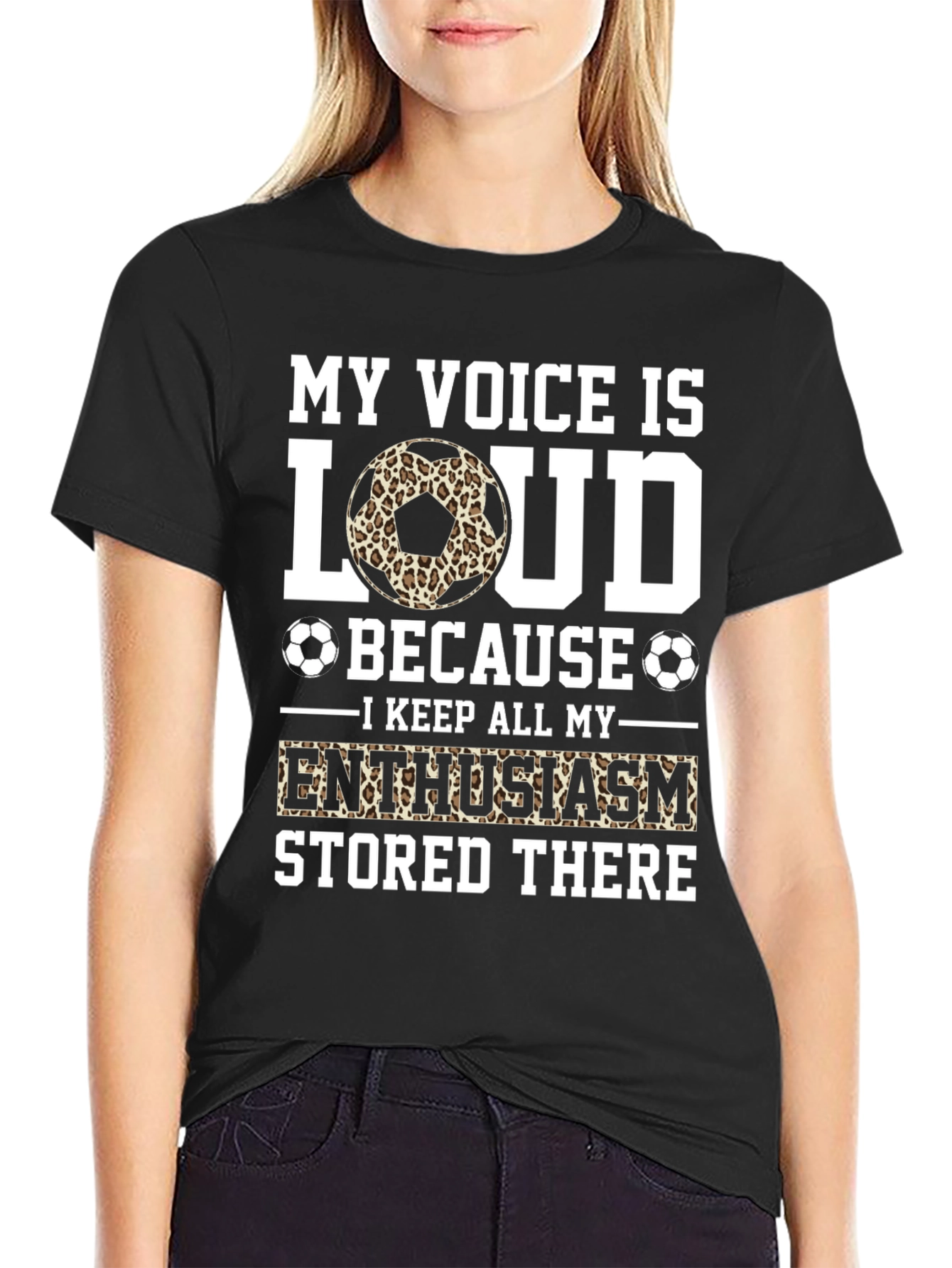 Black My Voice is Loud Soccer Fan T-Shirt view 2