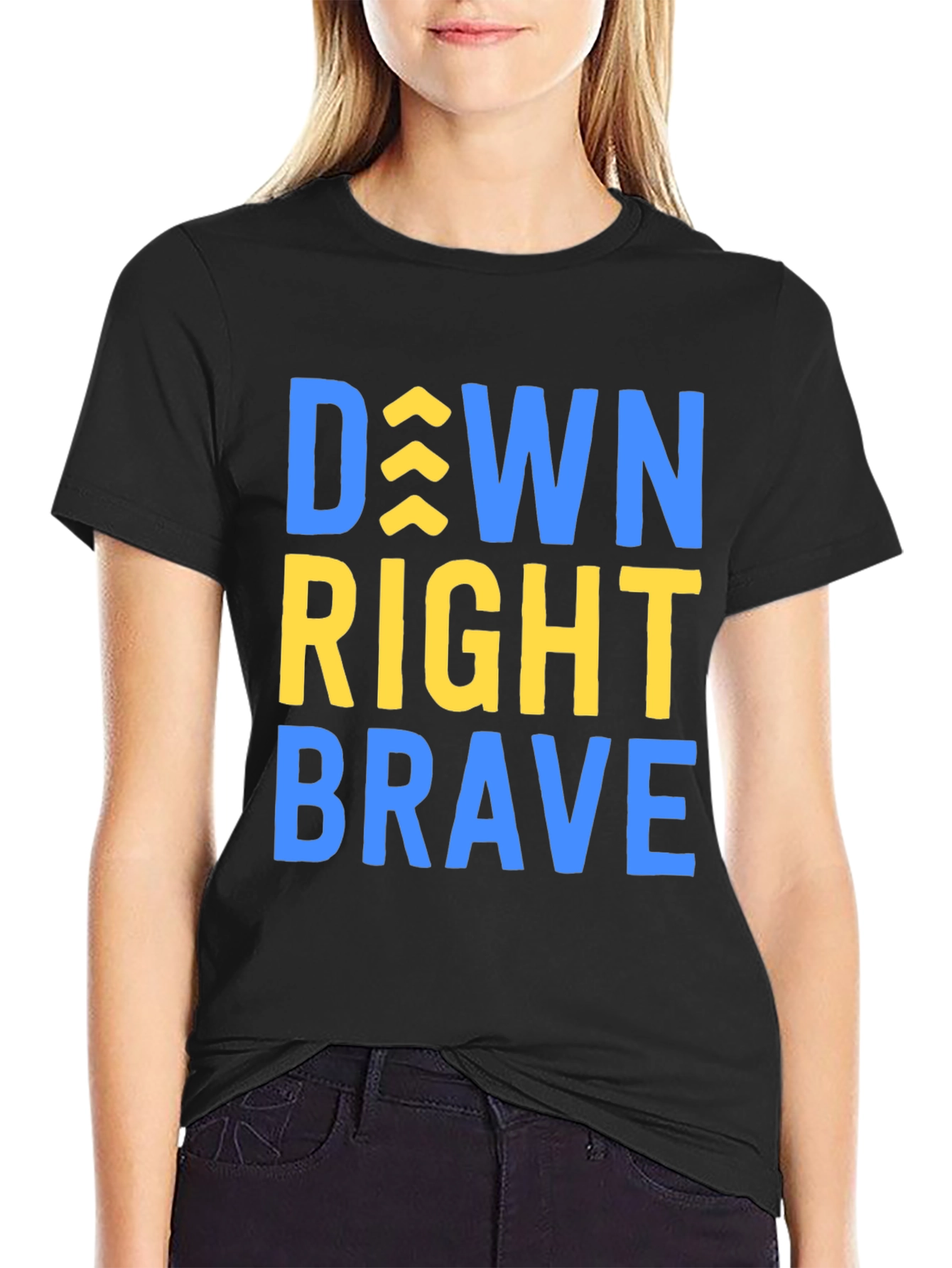 Black Down Right Brave T-Shirt - Inspirational Tee view 2