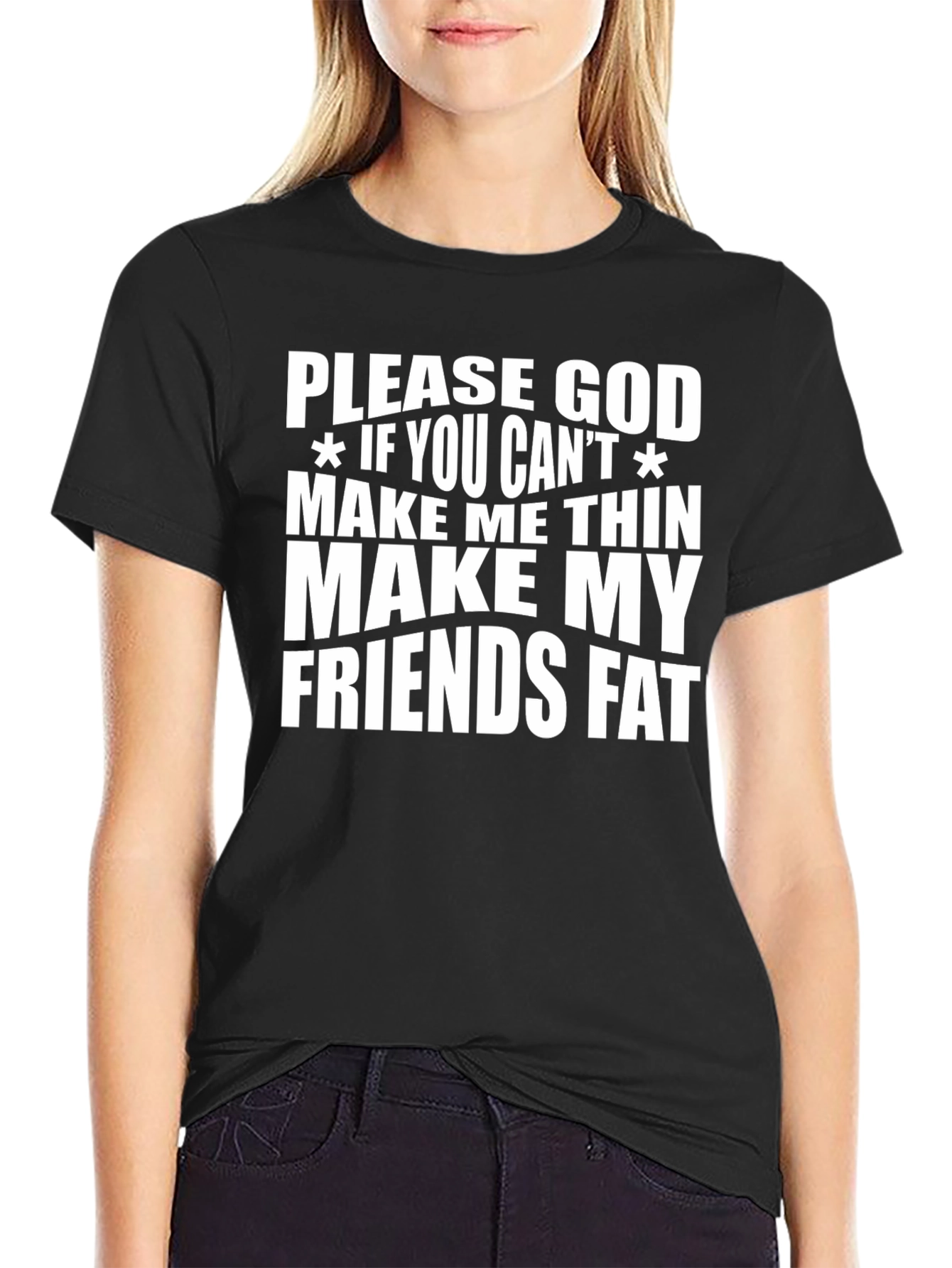 Black Humorous Graphic Tee - Make My Friends Fat view 2