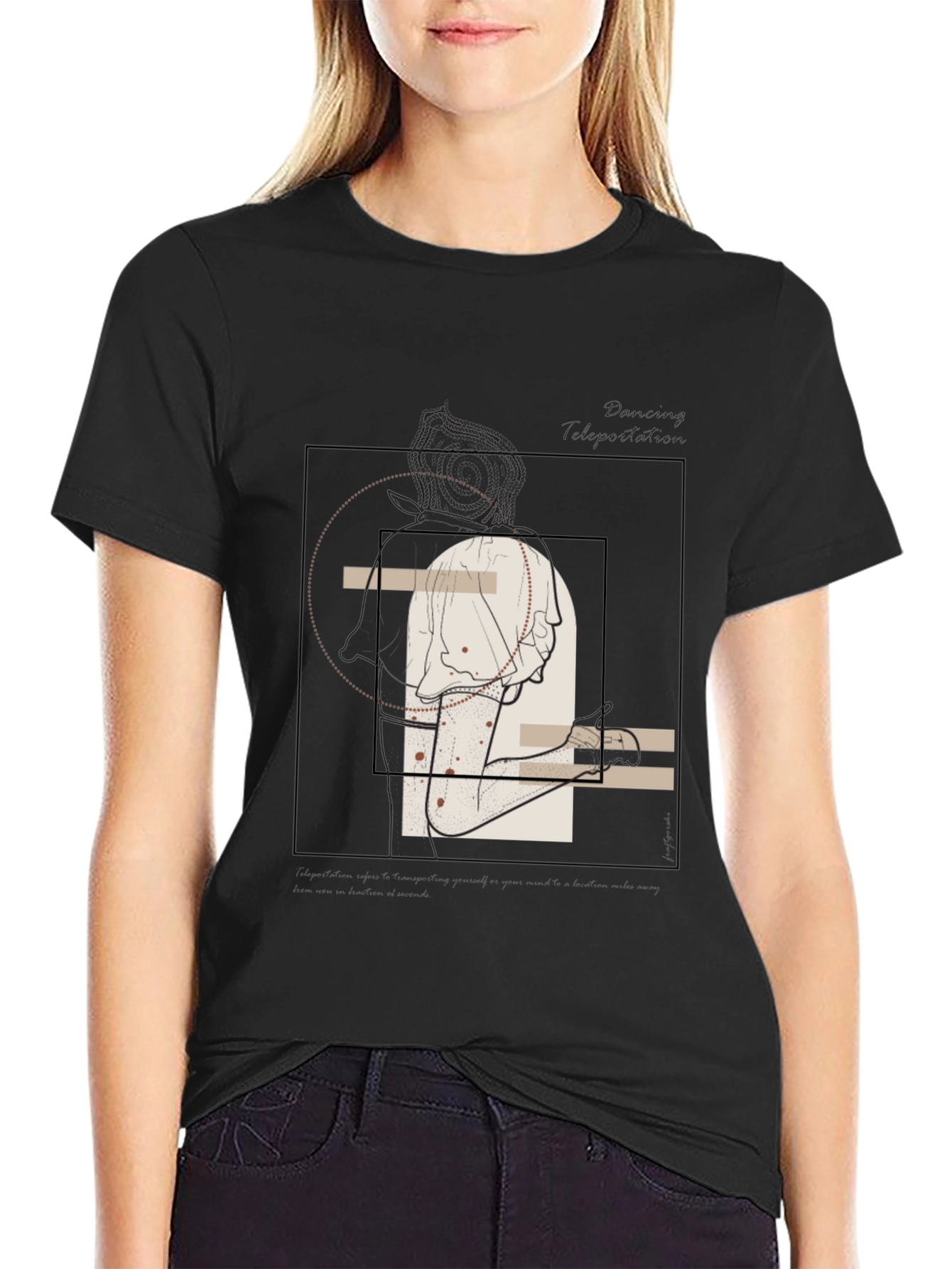 Black Abstract Line Art Graphic Tee - Unisex view 2