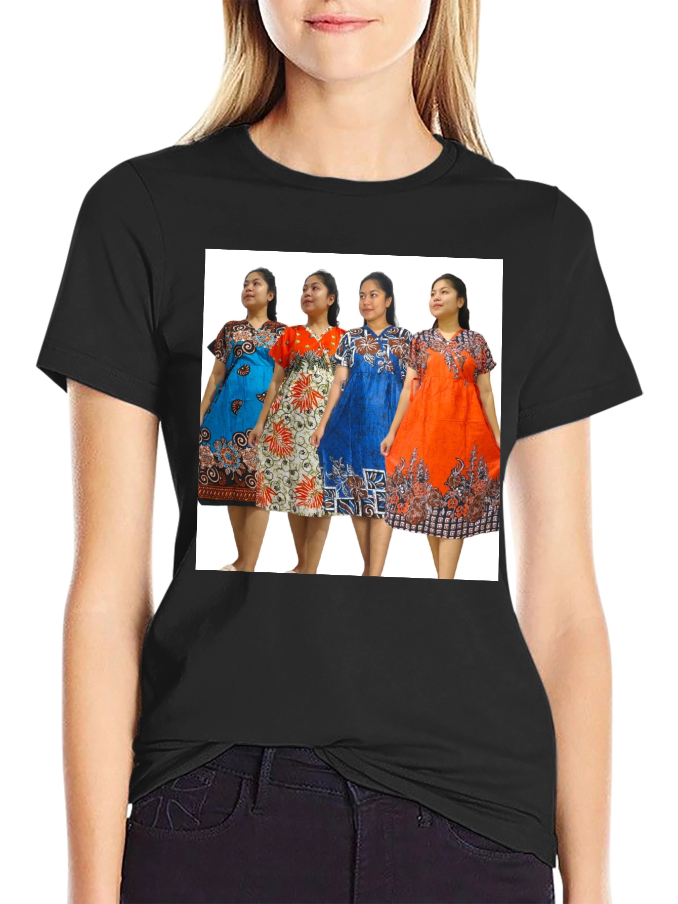 Black Batik Print Dress T-Shirt view 2