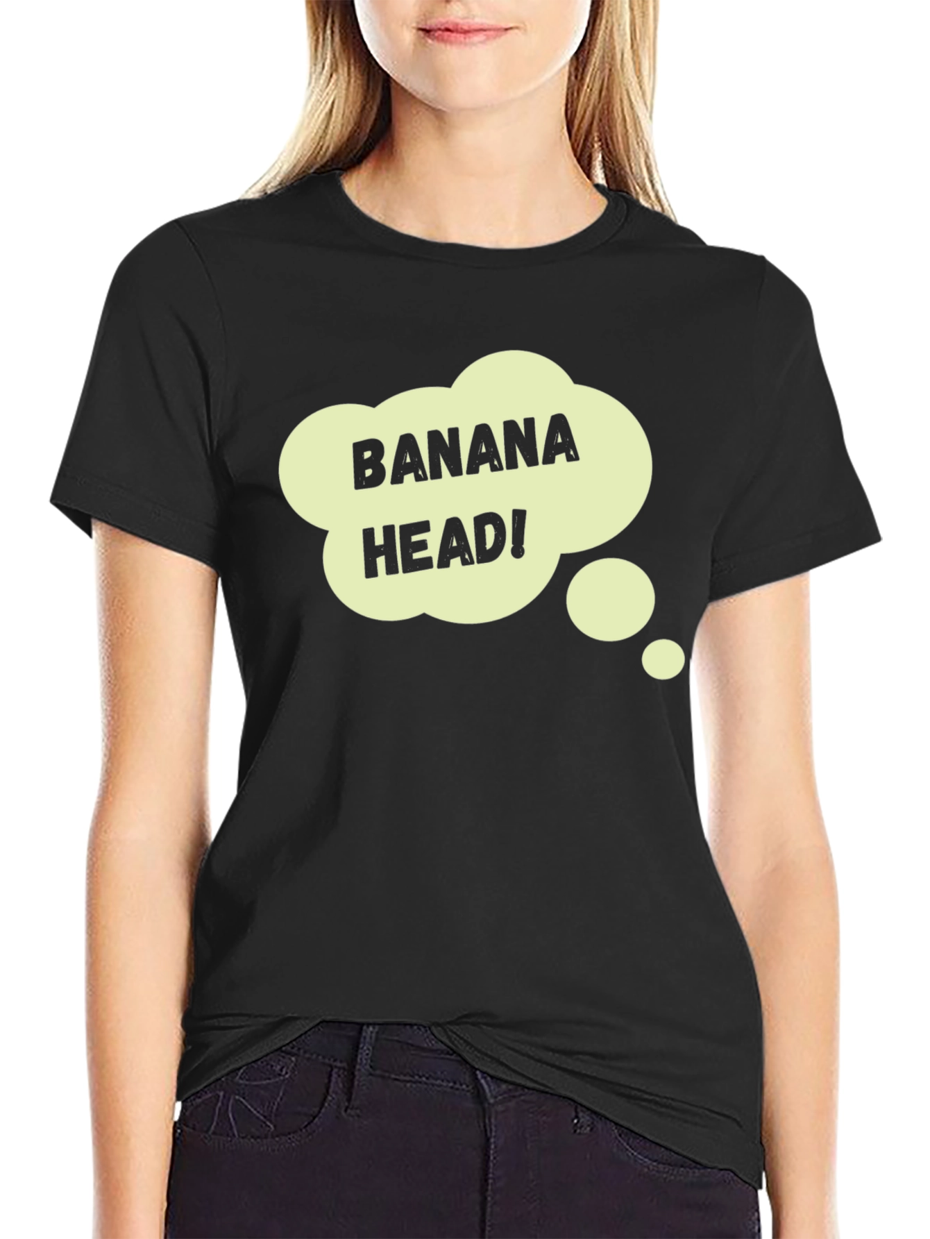 Black Banana Head Graphic T-Shirt - Funny Novelty Tee view 2