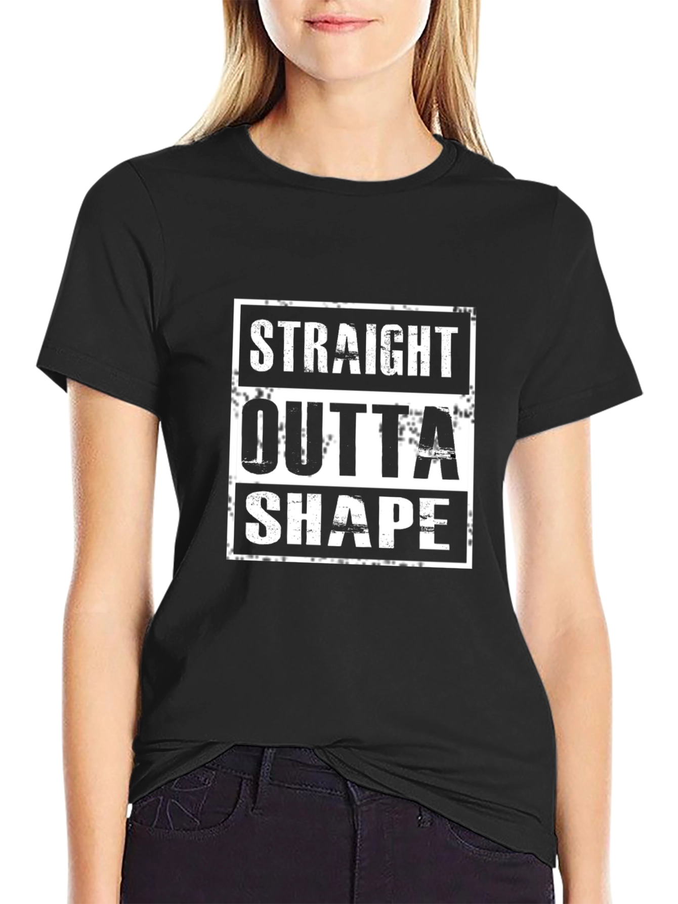 Black Straight Outta Shape Graphic T-Shirt - Black view 2