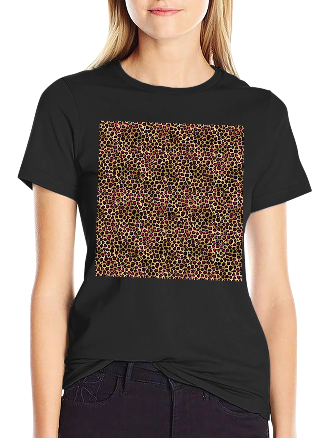 Black Leopard Print T-Shirt - Modern Style view 2