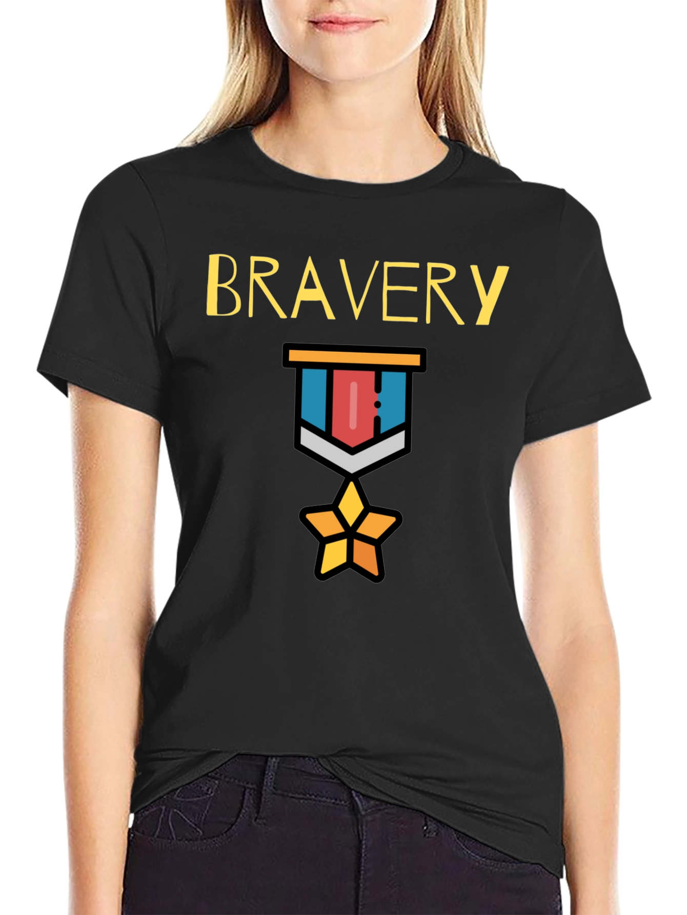 Black Bravery Medal Graphic Tee - Mens Black T-Shirt view 2