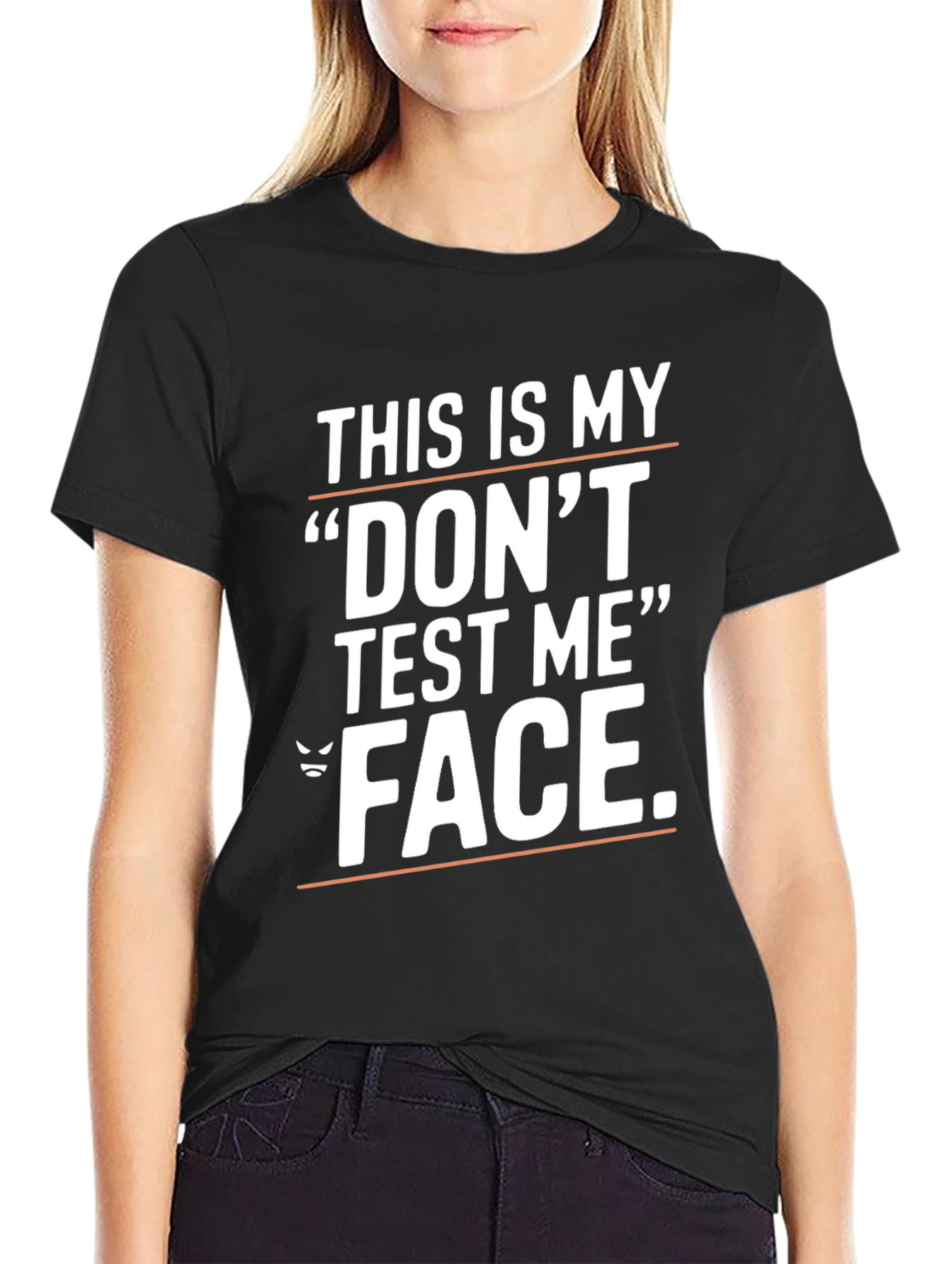 Black Don't Test Me Graphic Tee - Black Cotton T-Shirt view 2