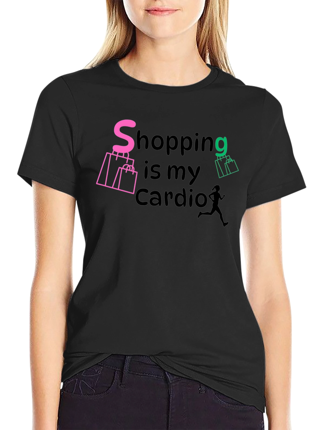 Black Shopping is My Cardio Graphic Tee view 2