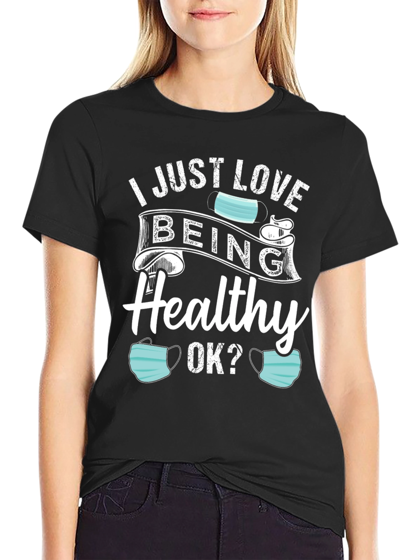 Black I Just Love Being Healthy T-Shirt view 2