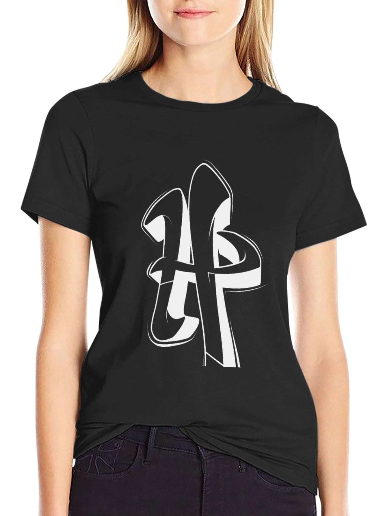 Black Bold Graphic Tee - Black Cotton Shirt view 2