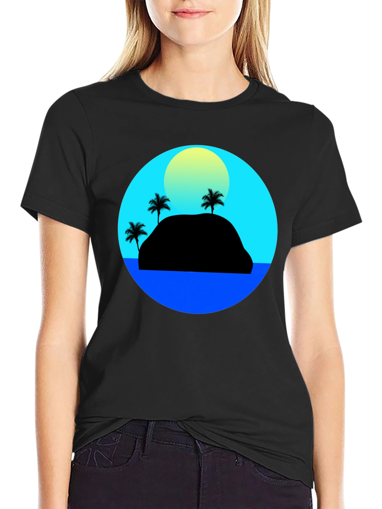 Black Island Sunset Graphic Tee view 2