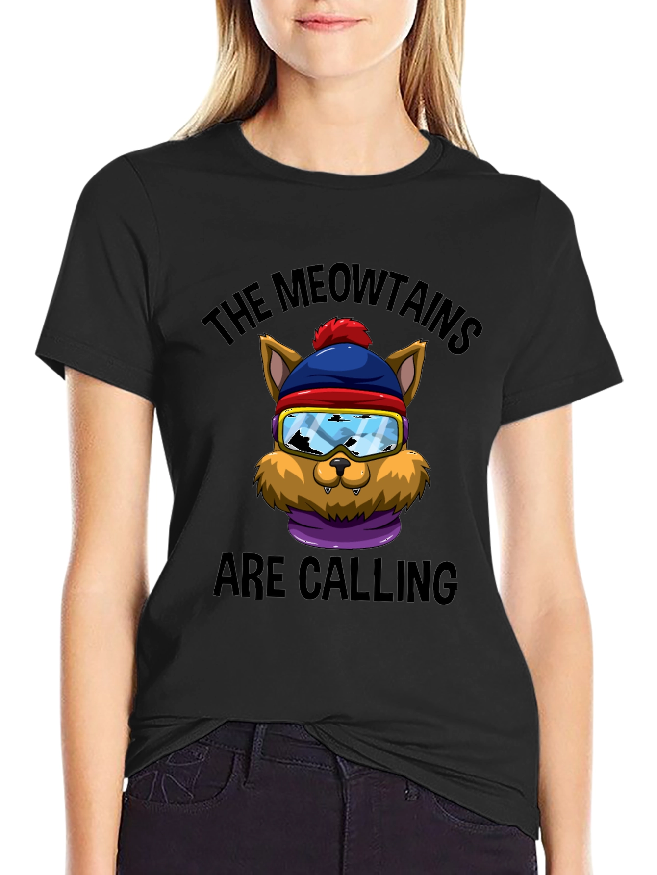 Black Meowtains Are Calling Graphic Tee view 2
