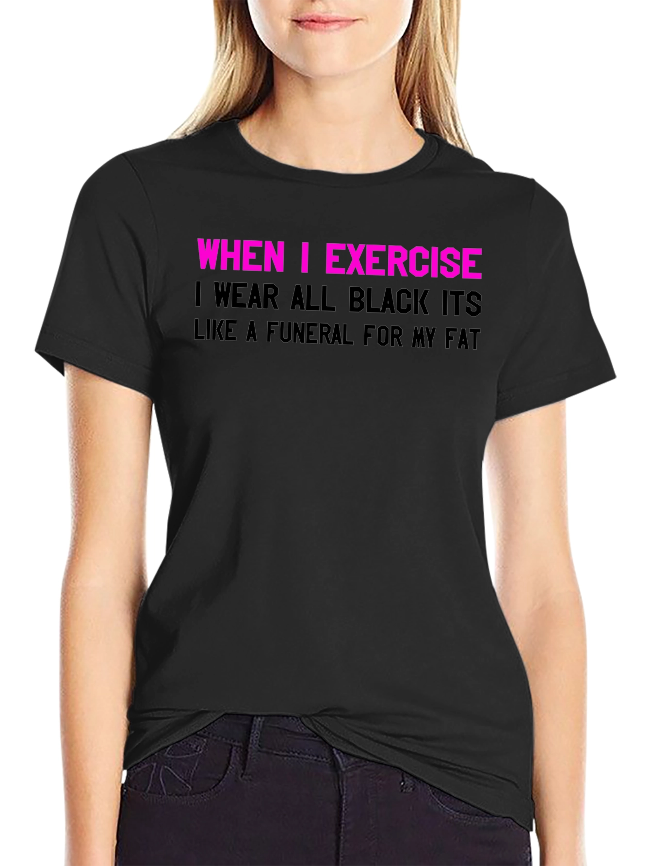 Black Funny Exercise T-Shirt: Funeral for My Fat view 2