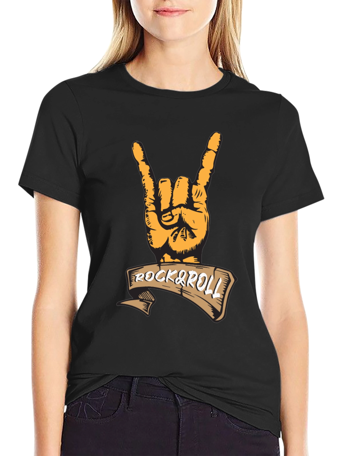 Black Rock & Roll Graphic T-Shirt - Black view 2