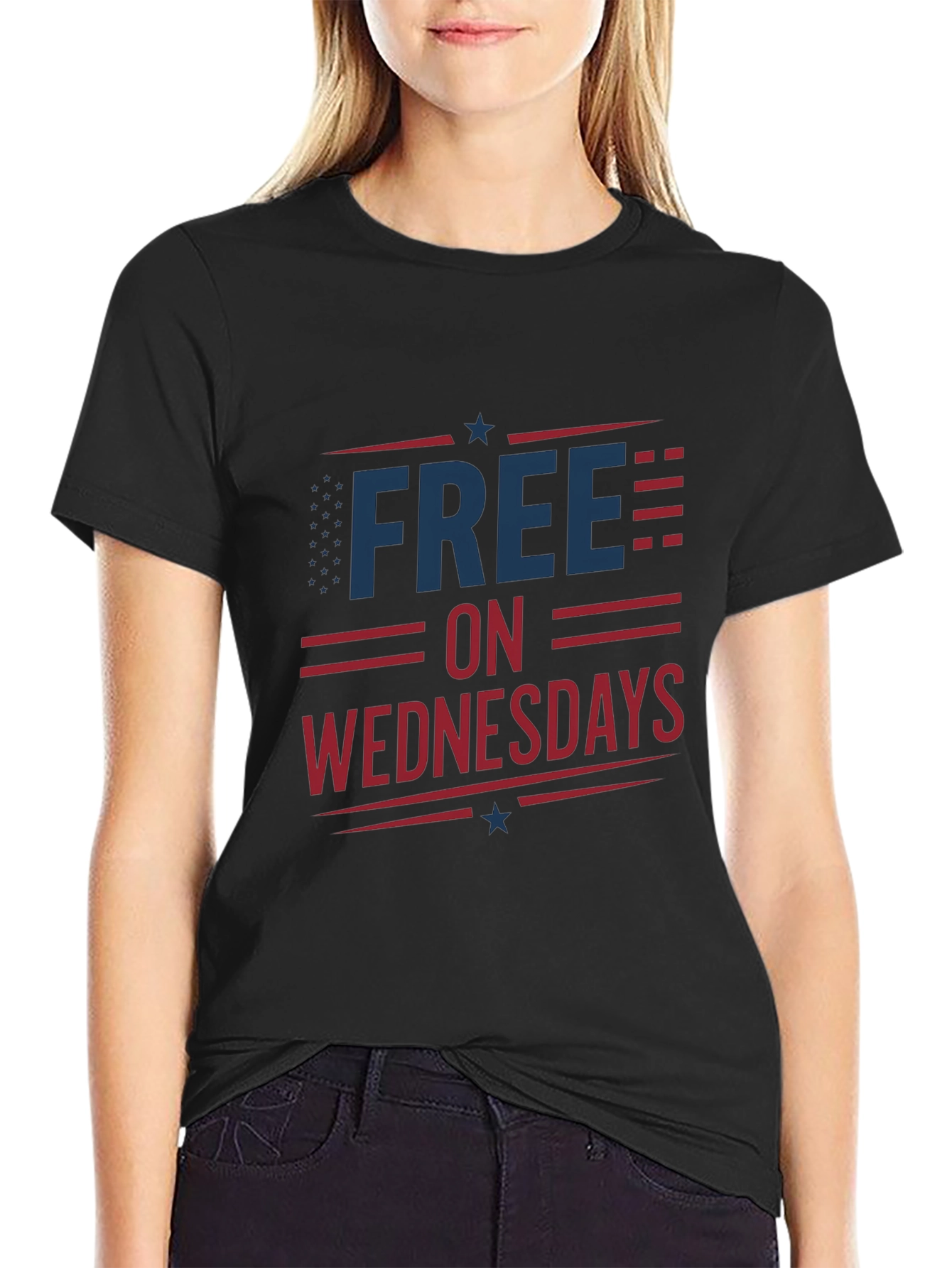 Black Free on Wednesdays T-Shirt view 2