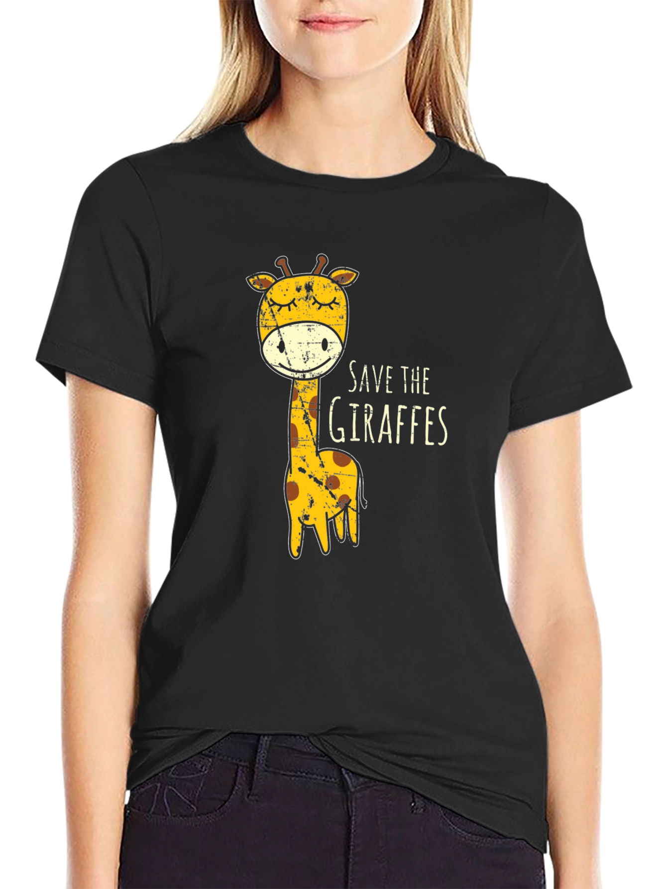 Black Save The Giraffes Graphic Tee - Black view 2