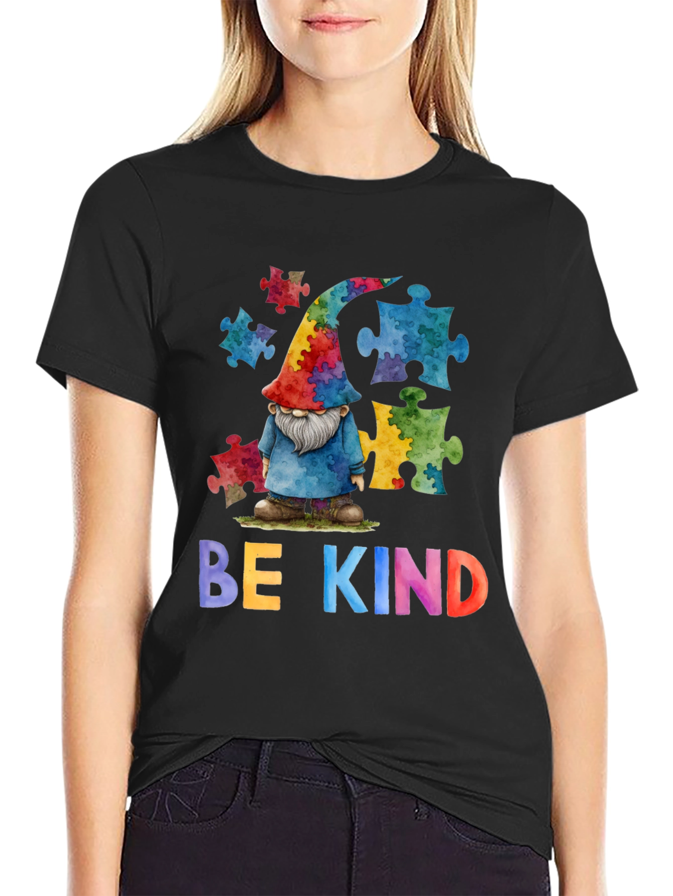 Black Be Kind Autism Awareness T-Shirt view 2