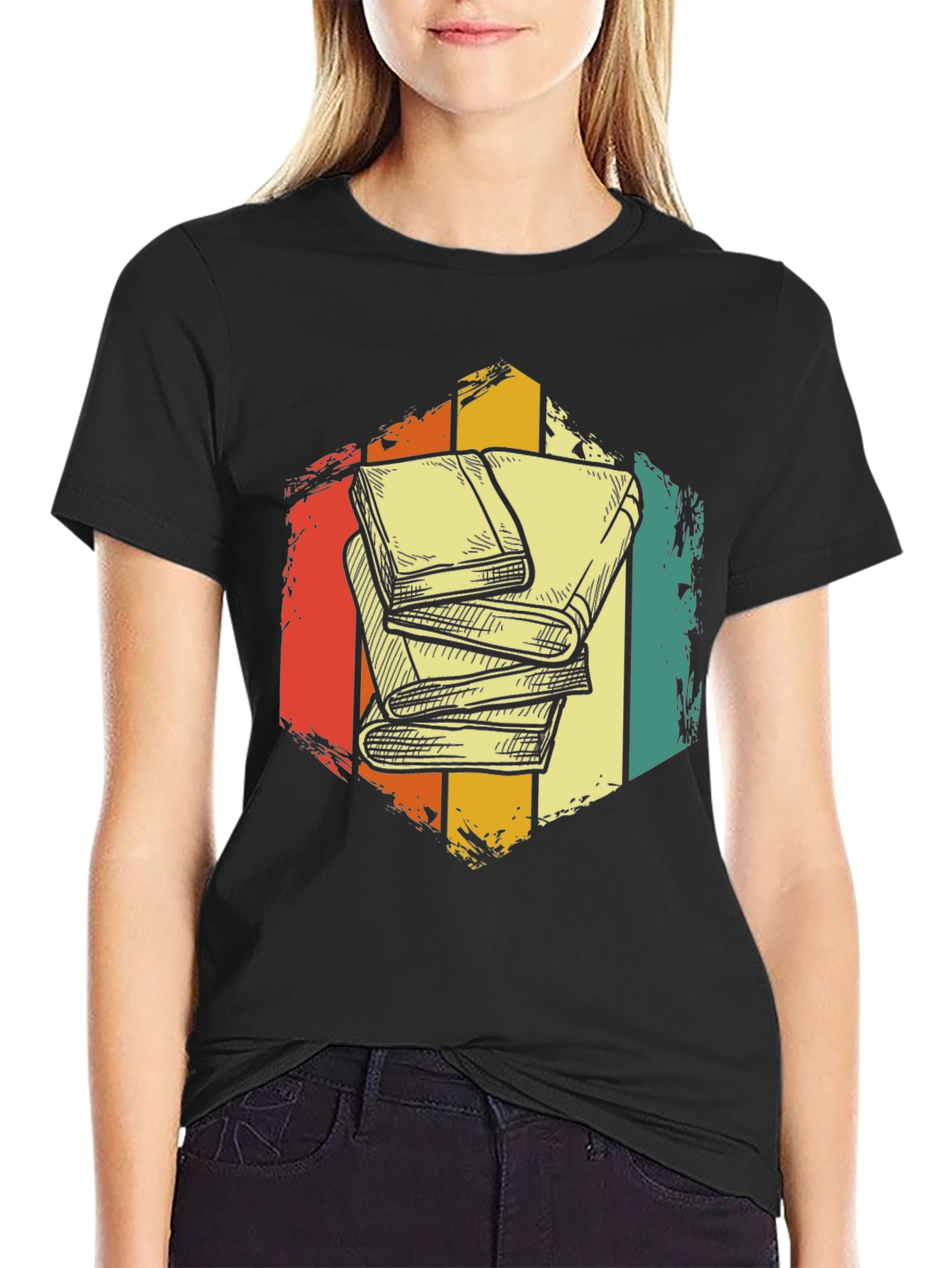 Black Vintage Books T-Shirt - Reader Apparel view 2