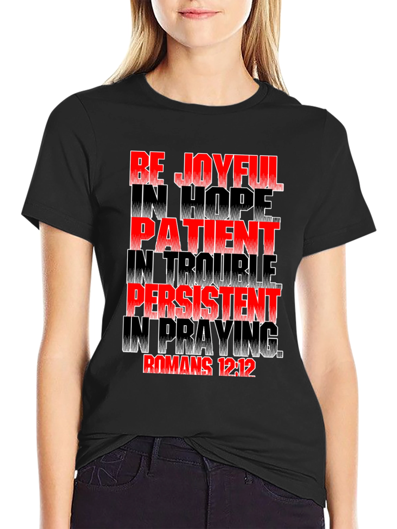 Black Be Joyful in Hope Graphic T-Shirt view 2