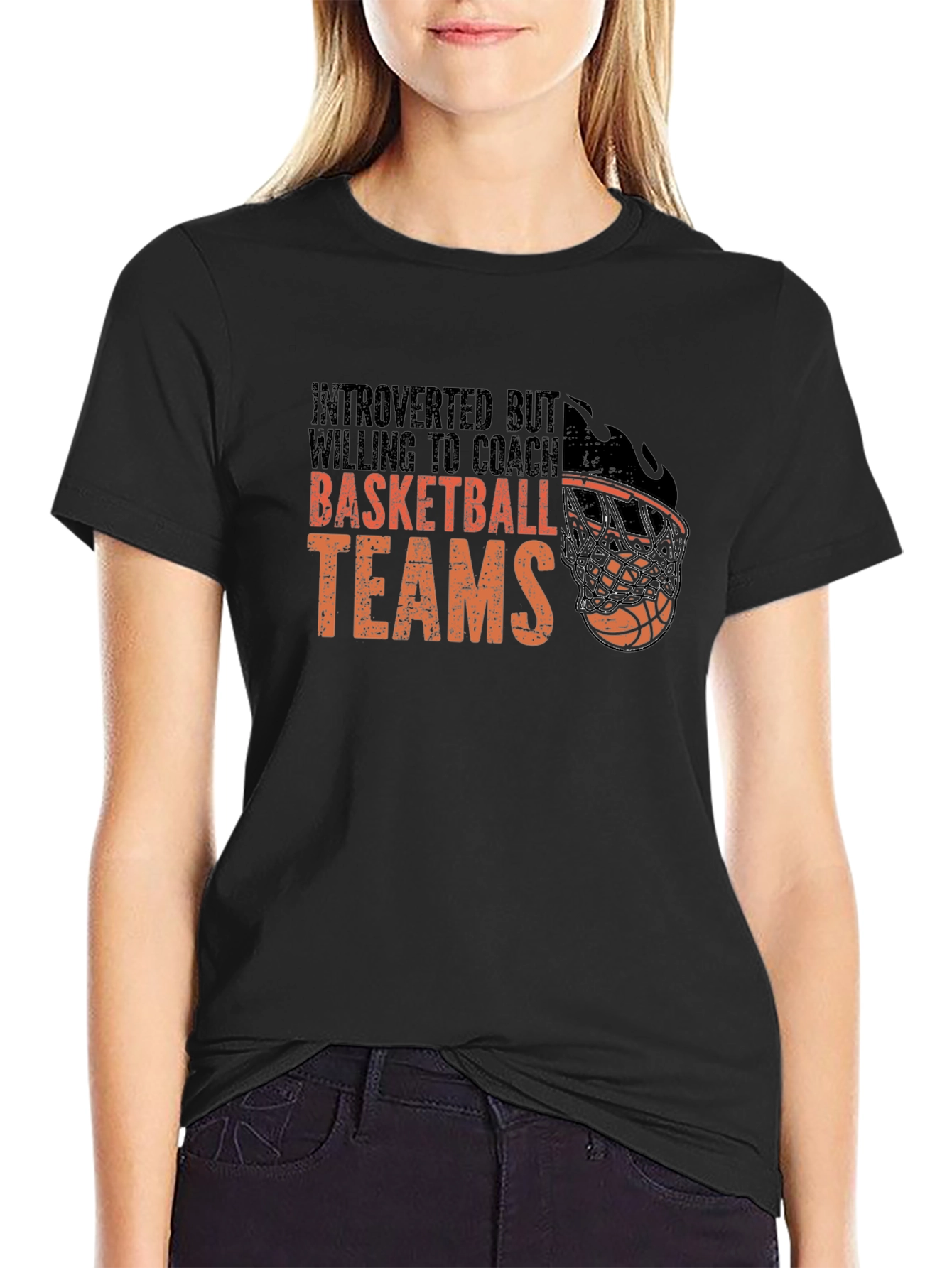 Black Introverted Basketball Coach Graphic Tee view 2