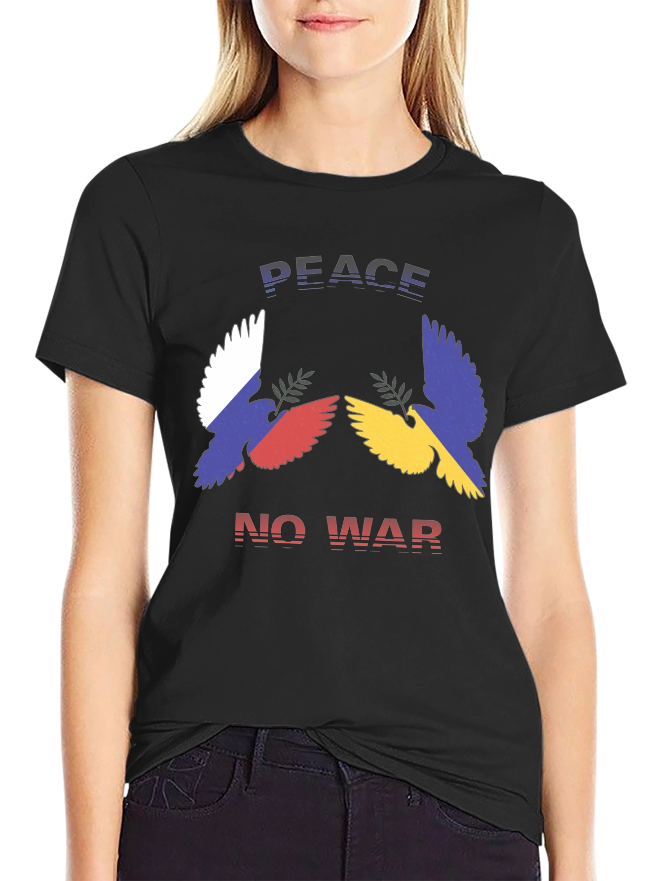 Black Peace No War Graphic T-Shirt view 2
