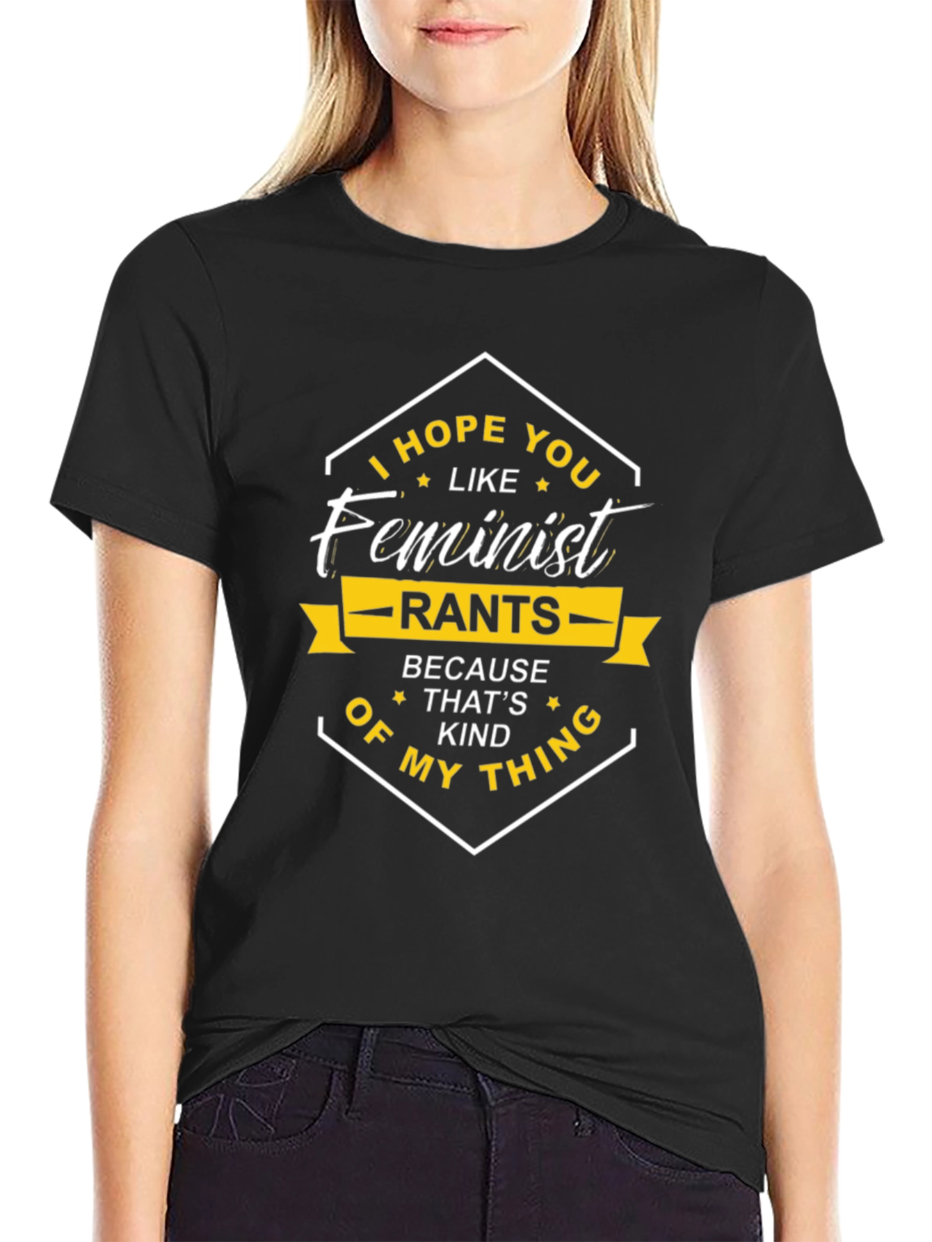 Black Feminist Rants T-Shirt - Humorous Statement Tee view 2