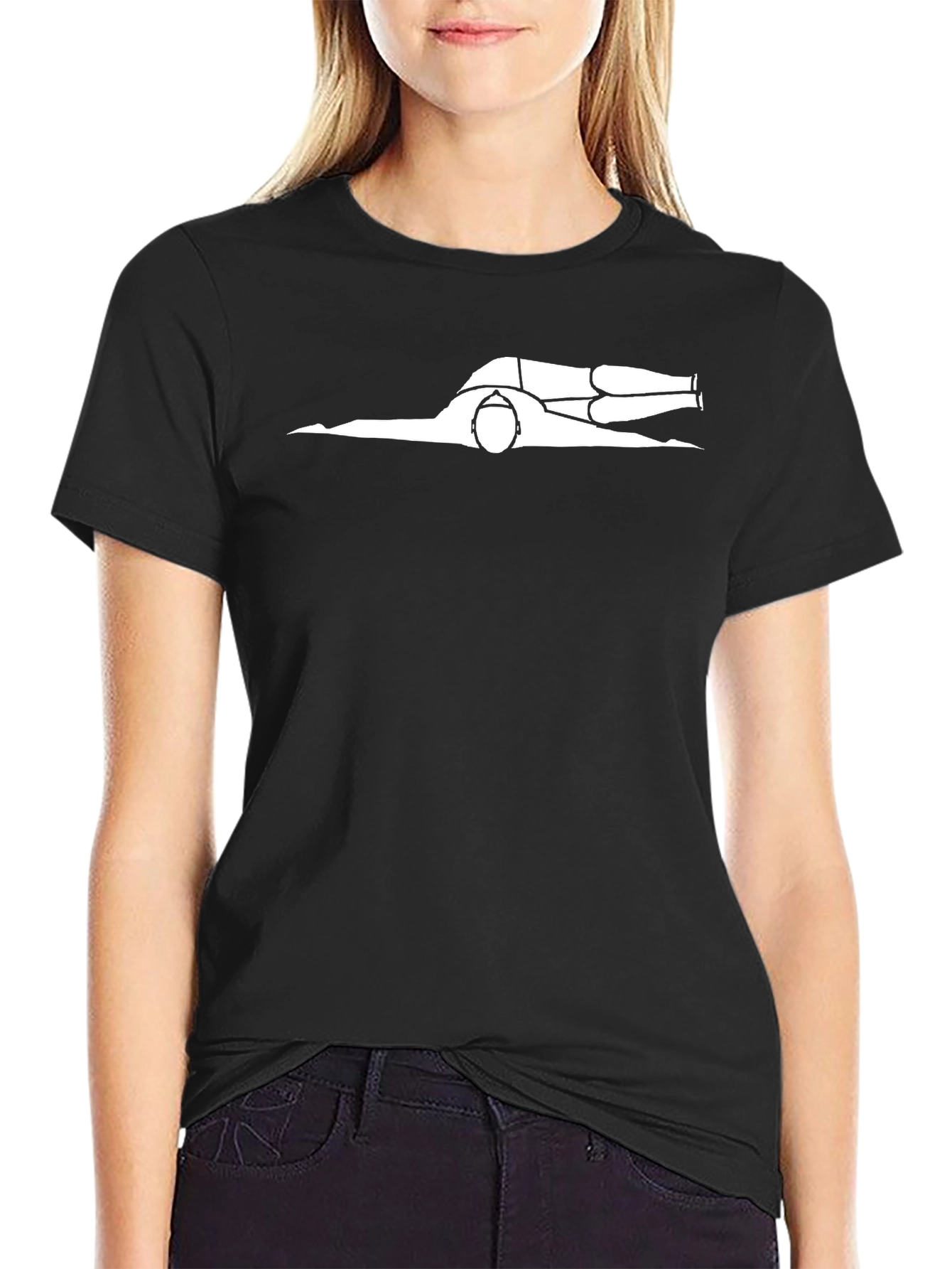 Black Prone Position T-Shirt - Funny Stick Figure Graphic Tee view 2