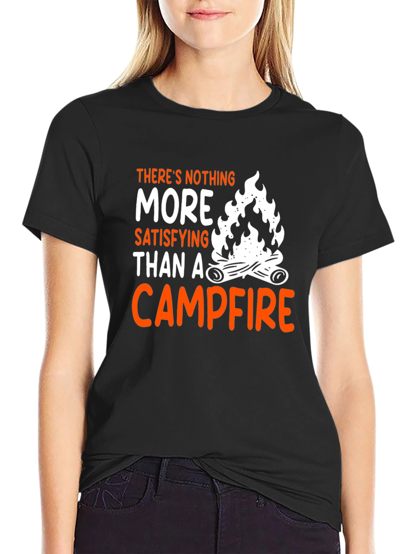 Black Campfire T-Shirt - Satisfying Camping Tee view 2