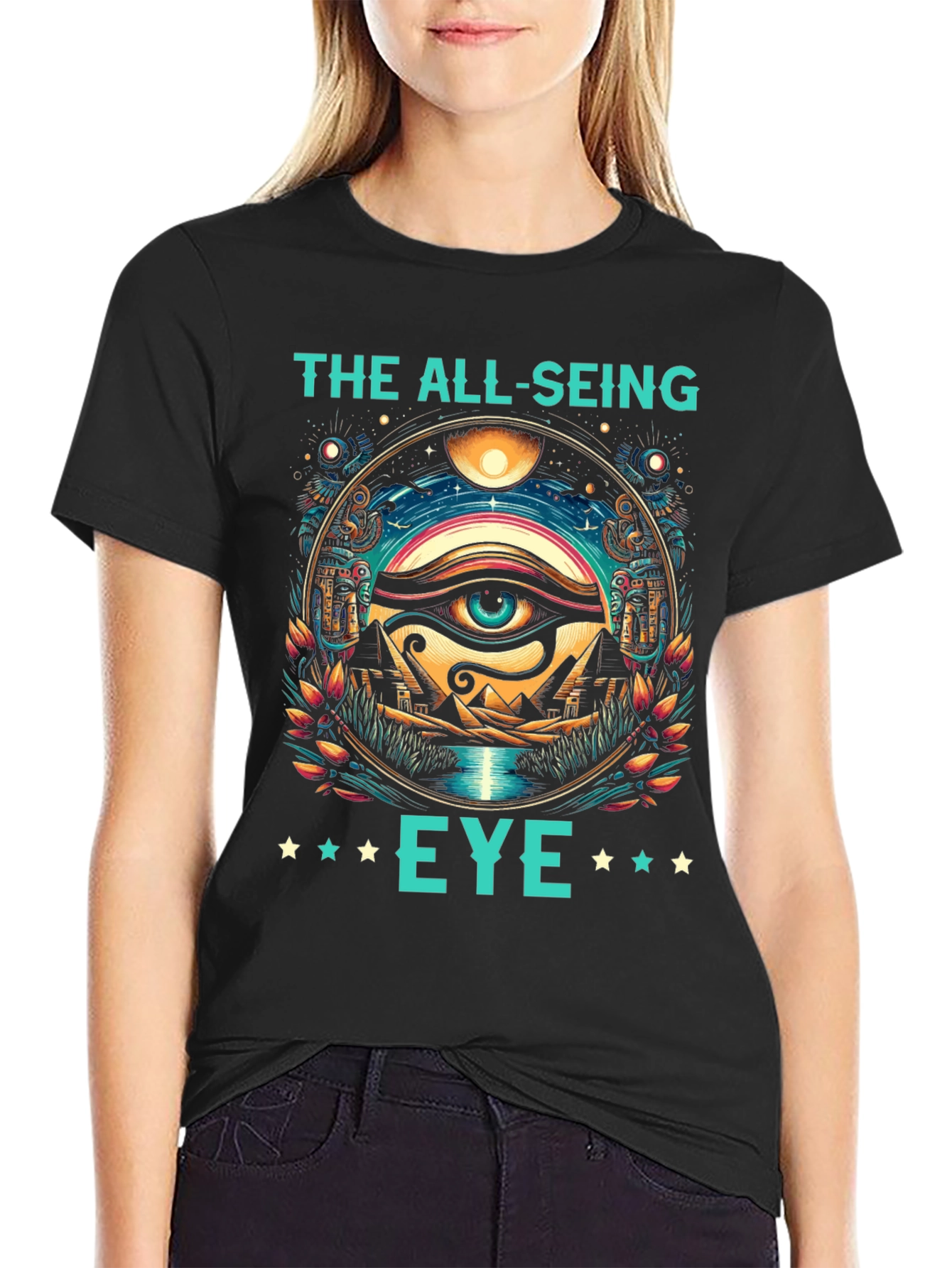 Black The All-Seeing Eye Graphic Tee view 2