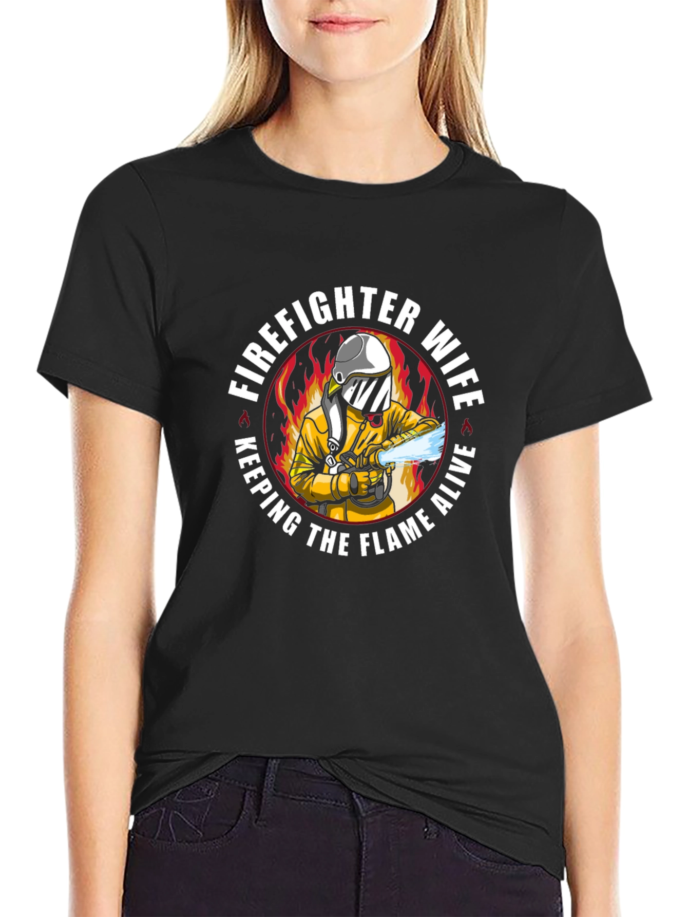 Black Firefighter Wife T-Shirt - Keeping The Flame Alive view 2