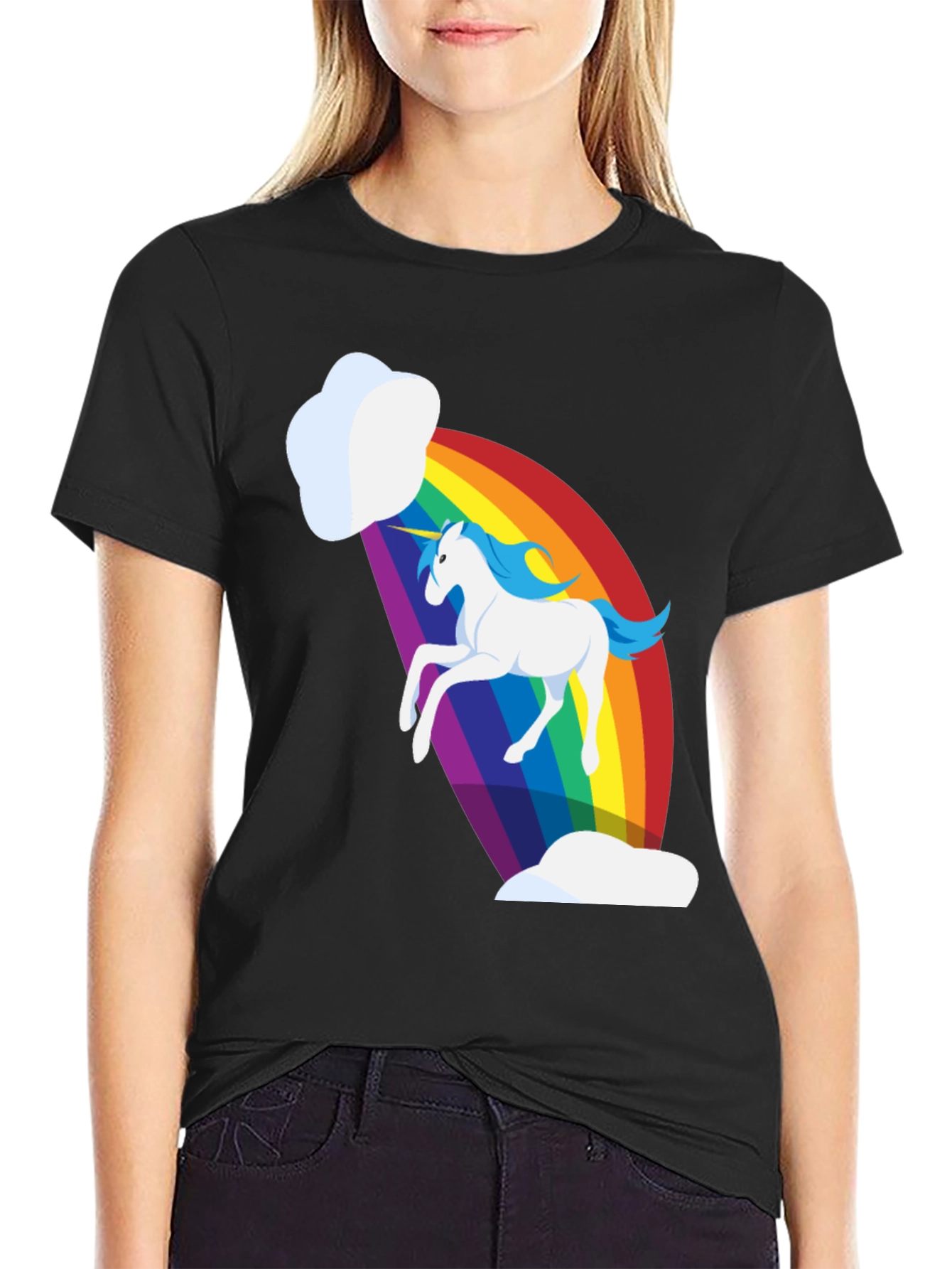 Black Unicorn Rainbow T-Shirt - Magical & Fun! view 2