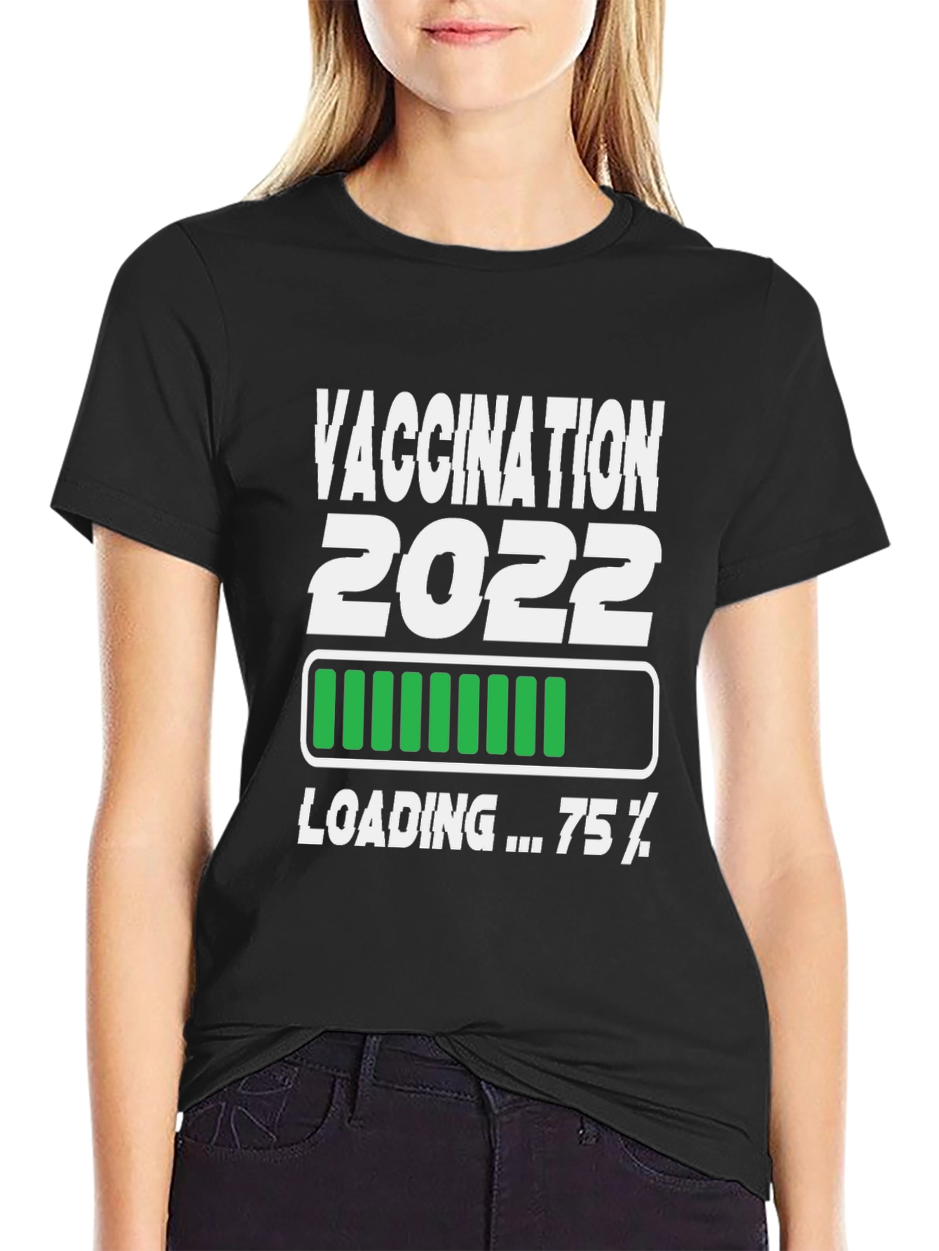 Black Vaccination 2022 Loading Funny T-Shirt view 2