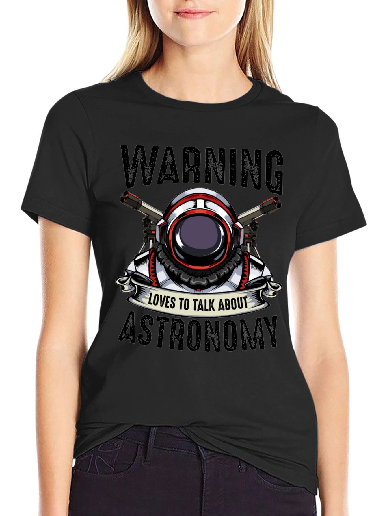 Black Warning Astronomy T-Shirt view 2