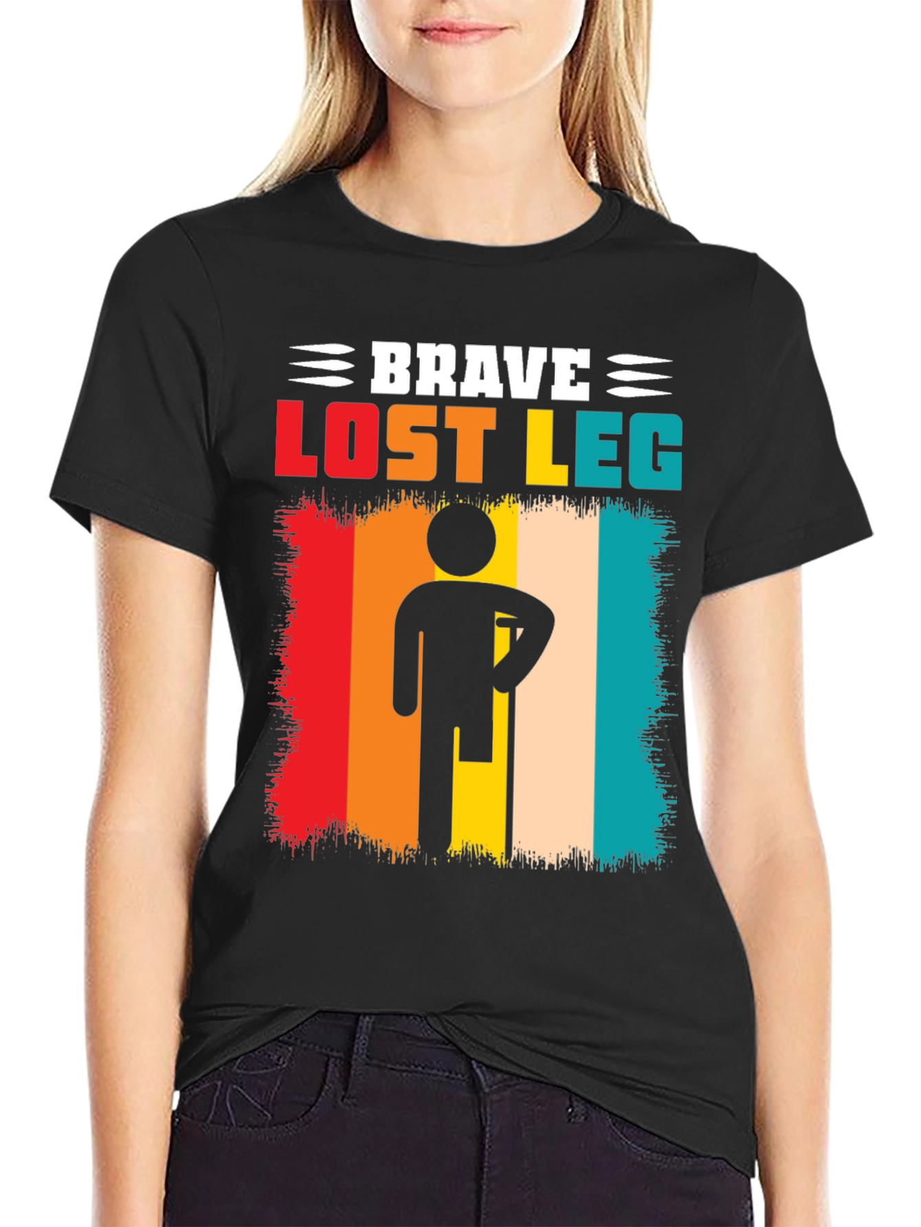 Black Brave Lost Leg T-Shirt - Amputee Pride view 2