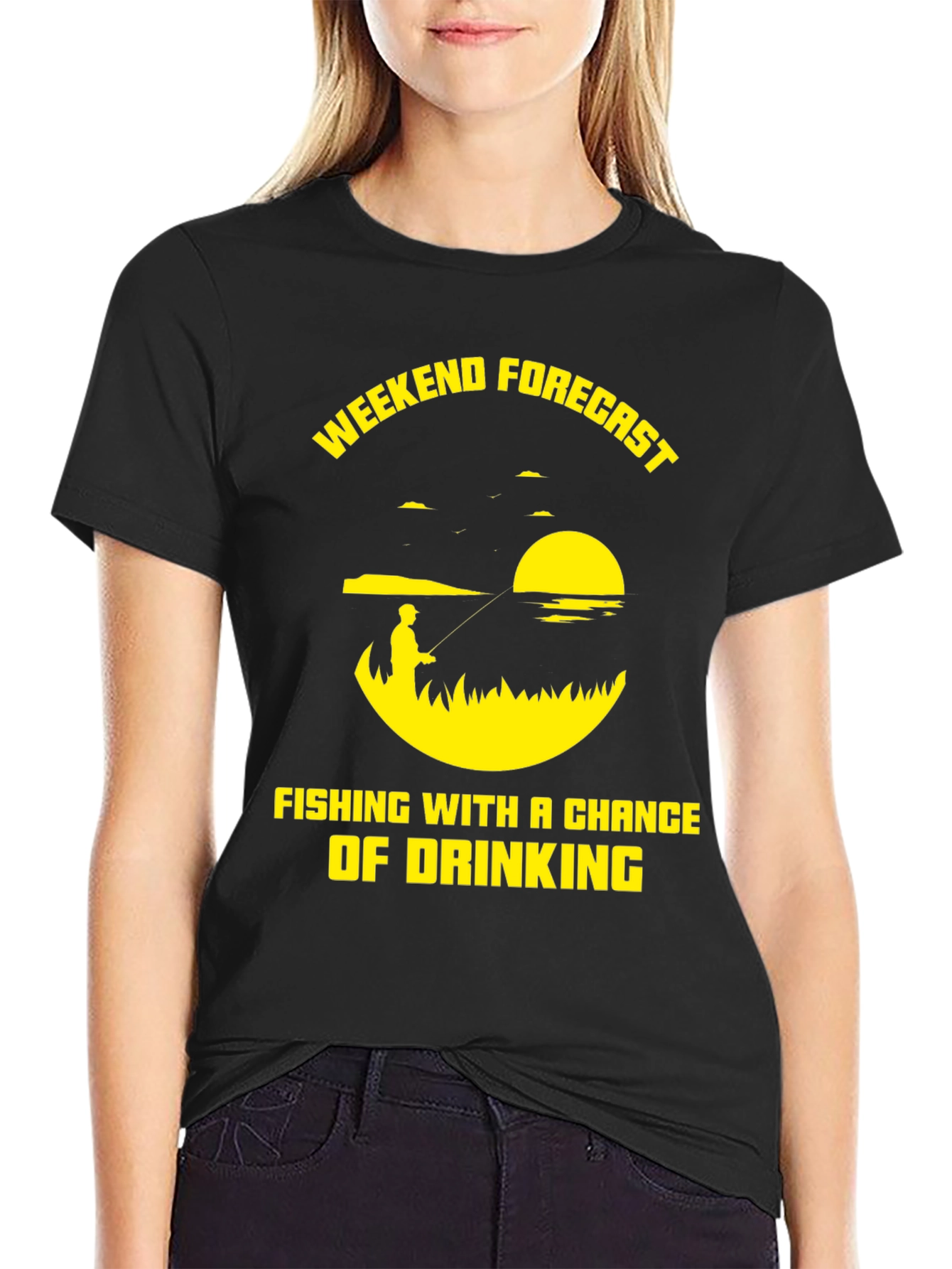Black Fishing & Drinking Weekend Forecast T-Shirt view 2