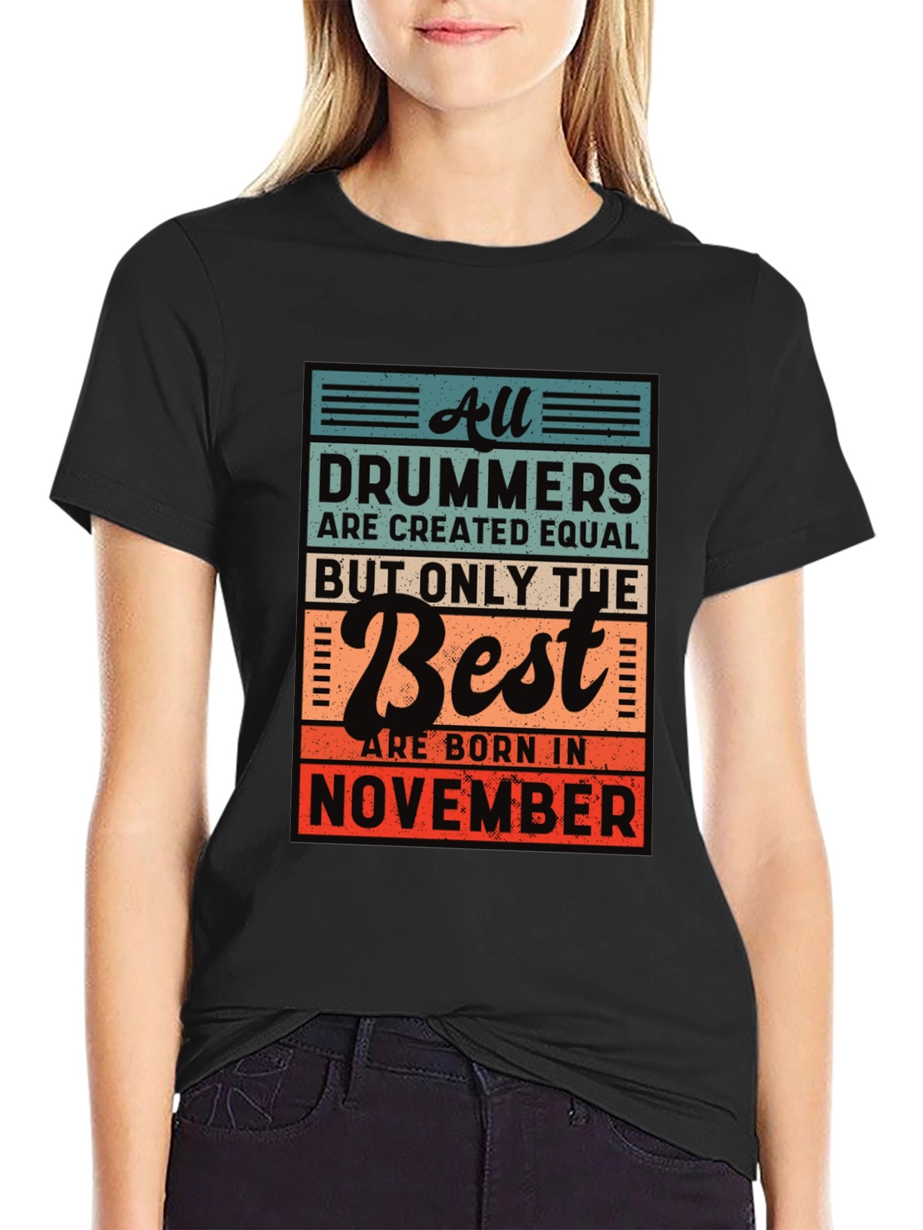 Black Drummers Born in November T-Shirt view 2