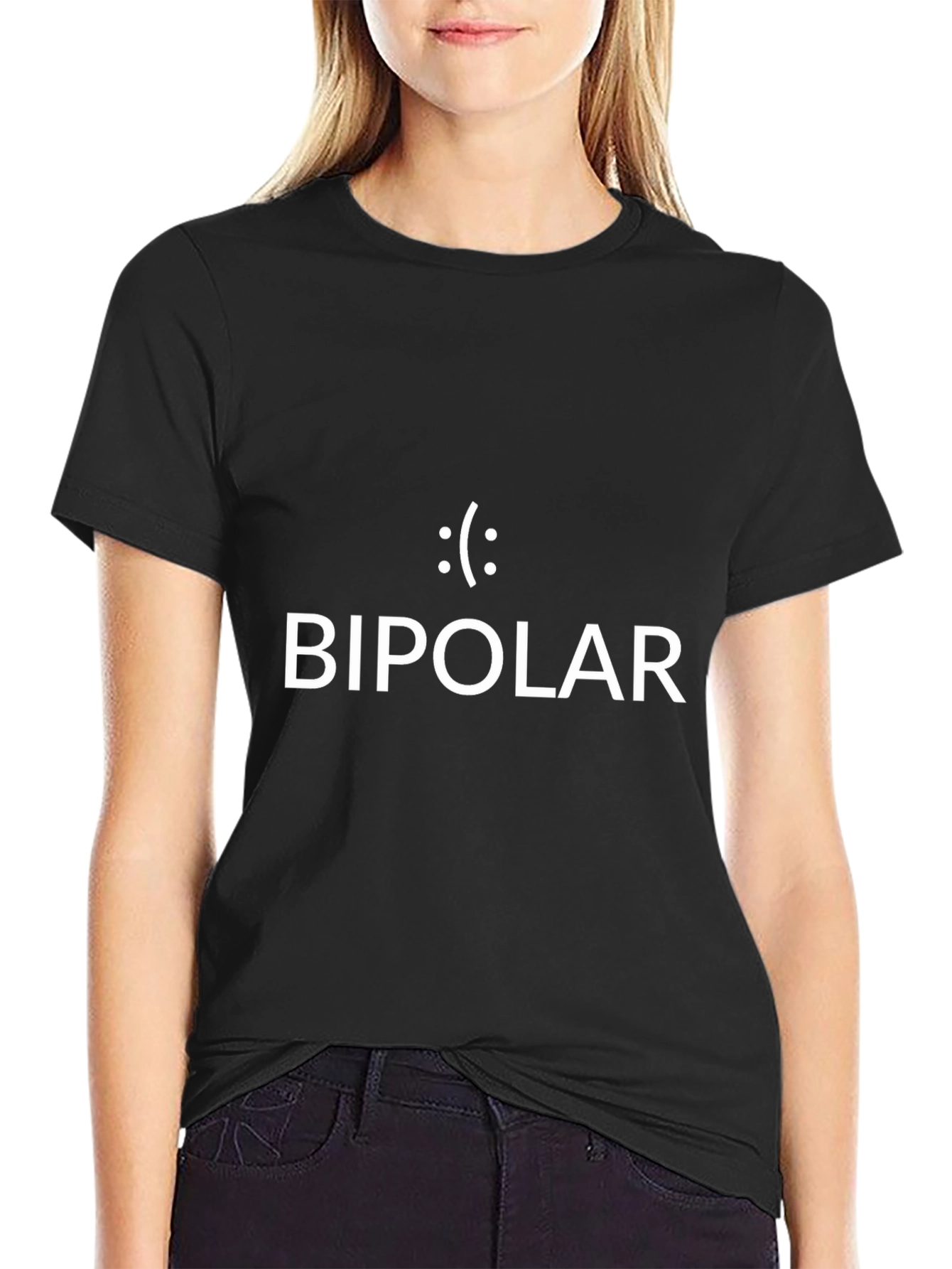 Black Bipolar Graphic T-Shirt - Black Cotton Blend view 2