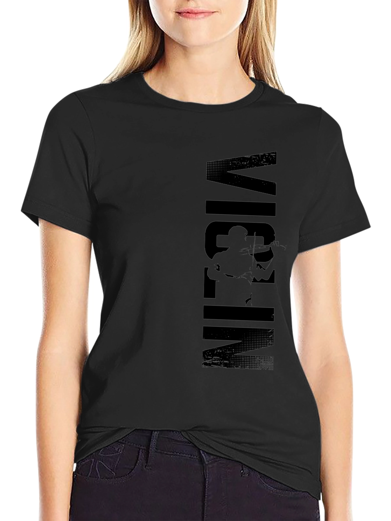 Black Violin Player Graphic Print Black T-Shirt view 2