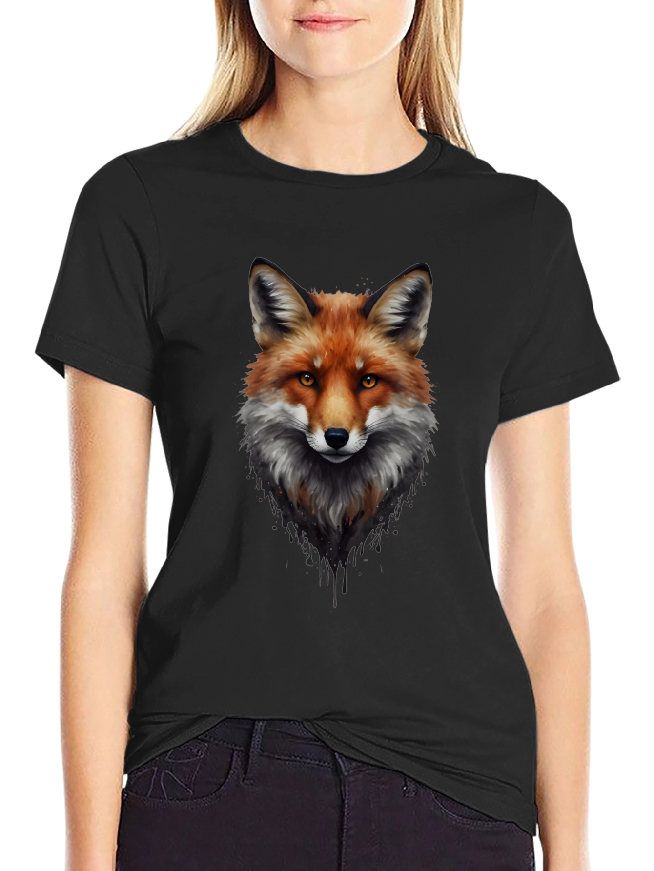 Black Fox Graphic Print Black T-Shirt view 2