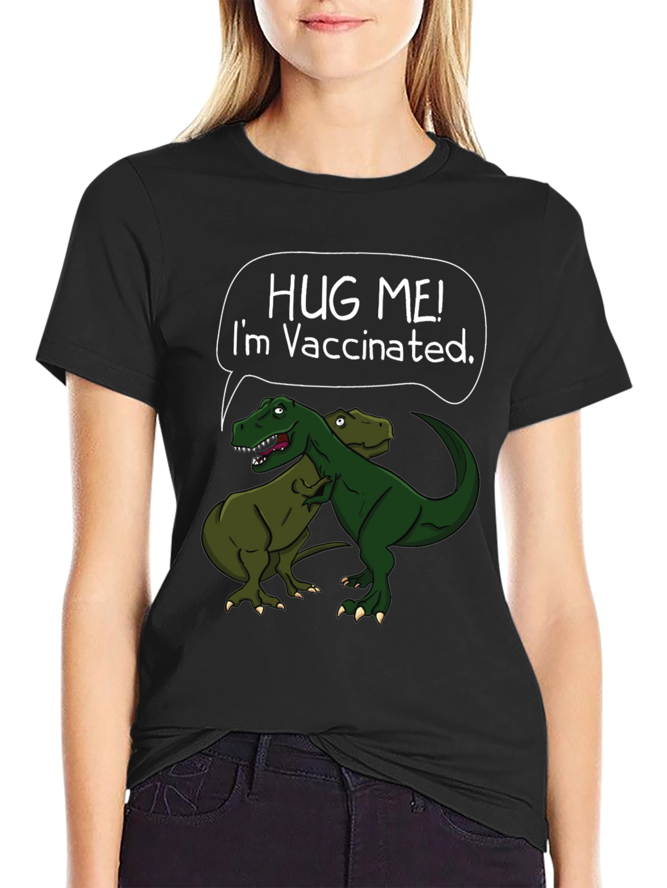 Hug Me! I'm Vaccinated T-Rex Graphic T-Shirt - 2
