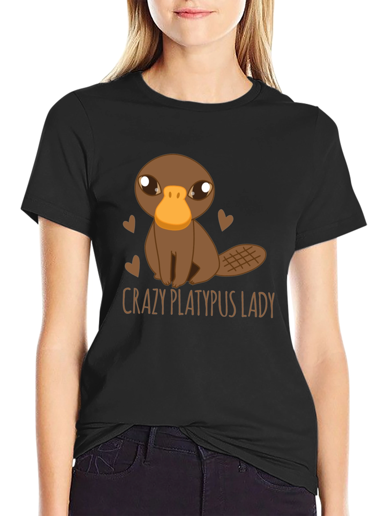Black Crazy Platypus Lady Graphic Tee view 2